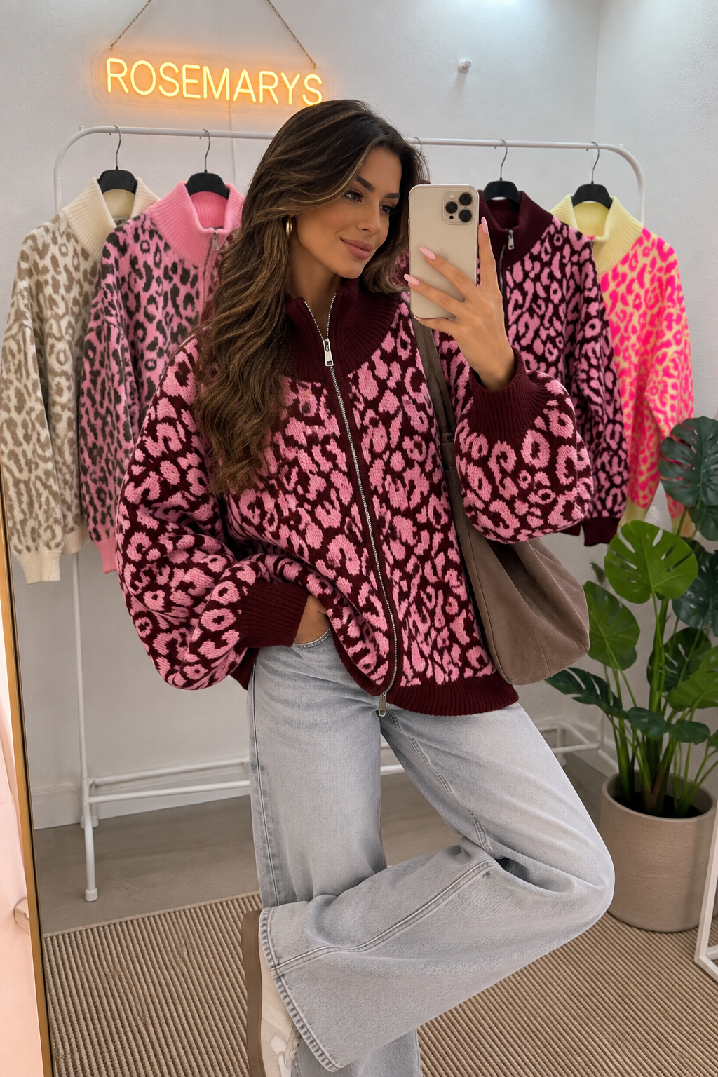 🐆 Oversize Leopard Knit Cardigan - mit Doppelzipper - bis 44/46 tragbar