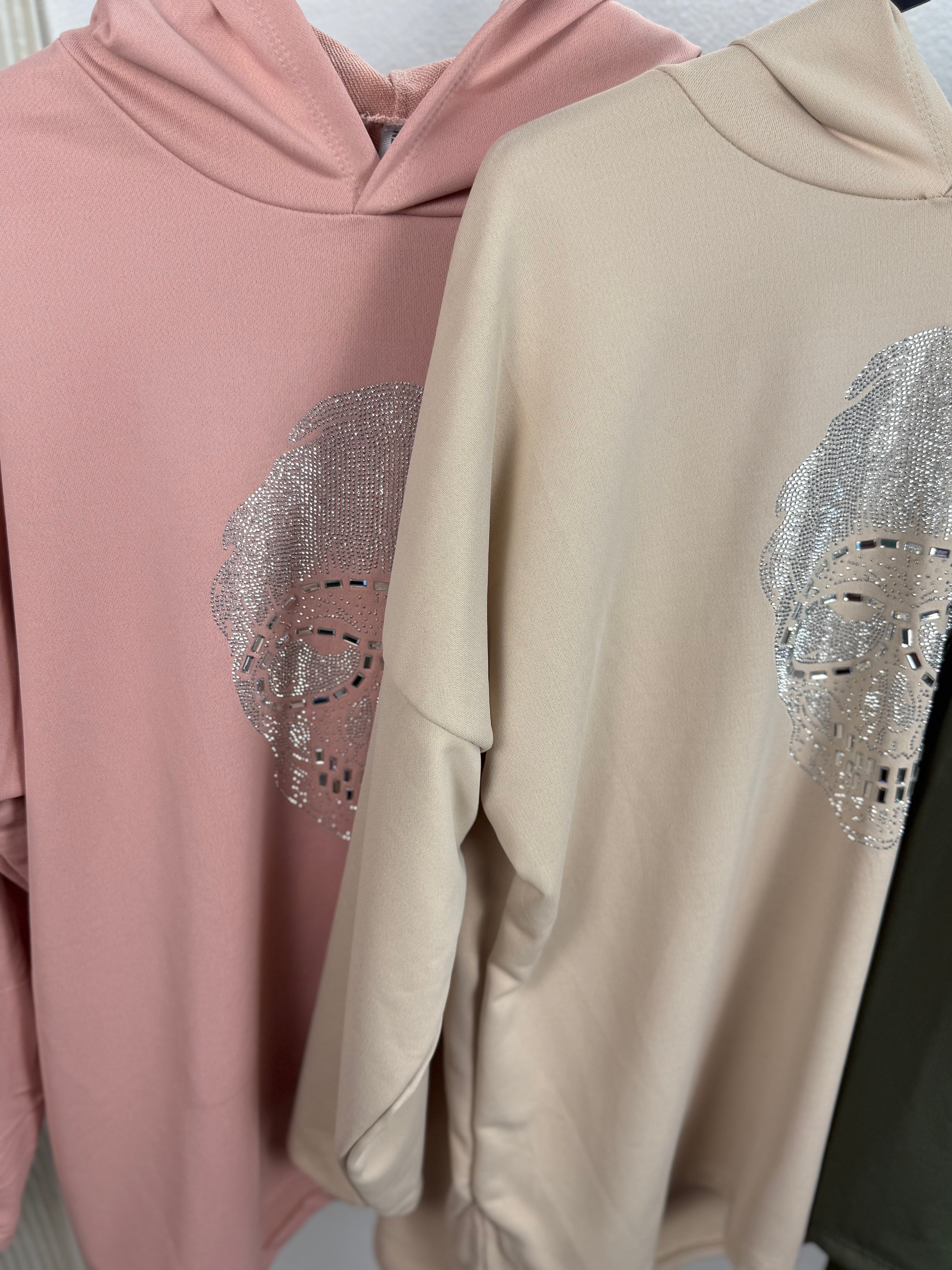Ultra Oversize Hoodie mit Strass SKULL (Totenkopf)