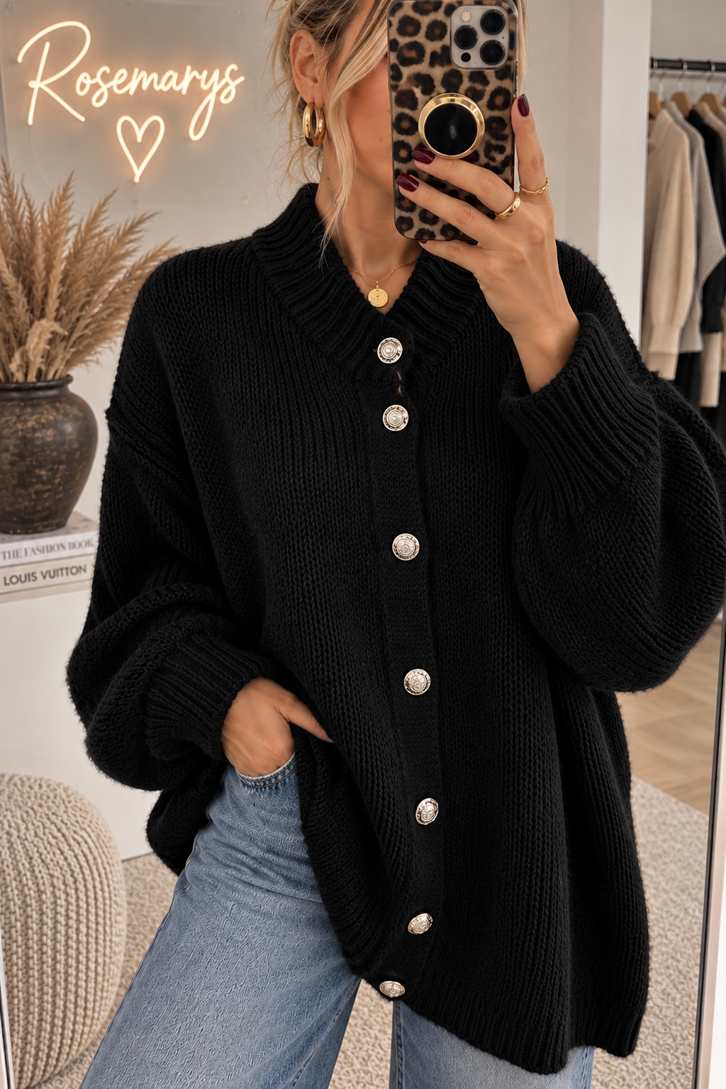 Ultra Oversize Strickcardigan mit Knopfleiste