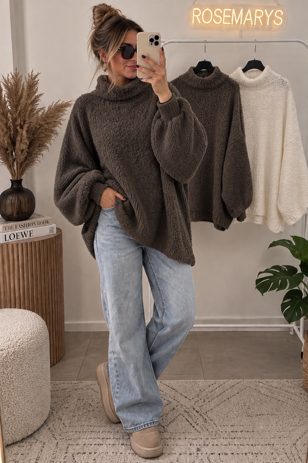 🤎 ULTRA OVERSIZE BOUCLÉ TEDDY PULLOVER - mit Alpakawolle - bis 48/50 tragbar