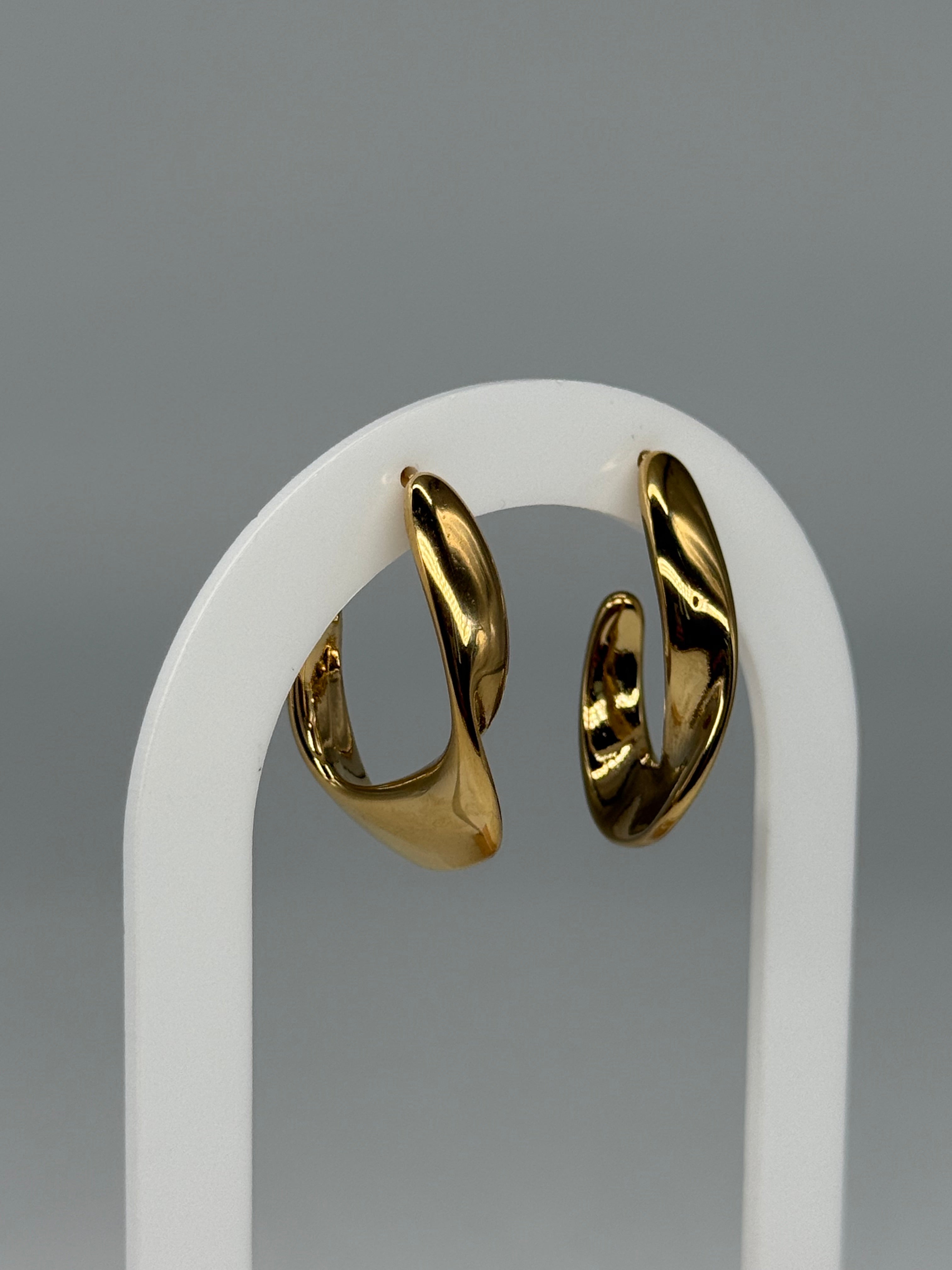 Ohrringe Creolen LUNA CURVED - Edelstahl + 18K Vergoldung