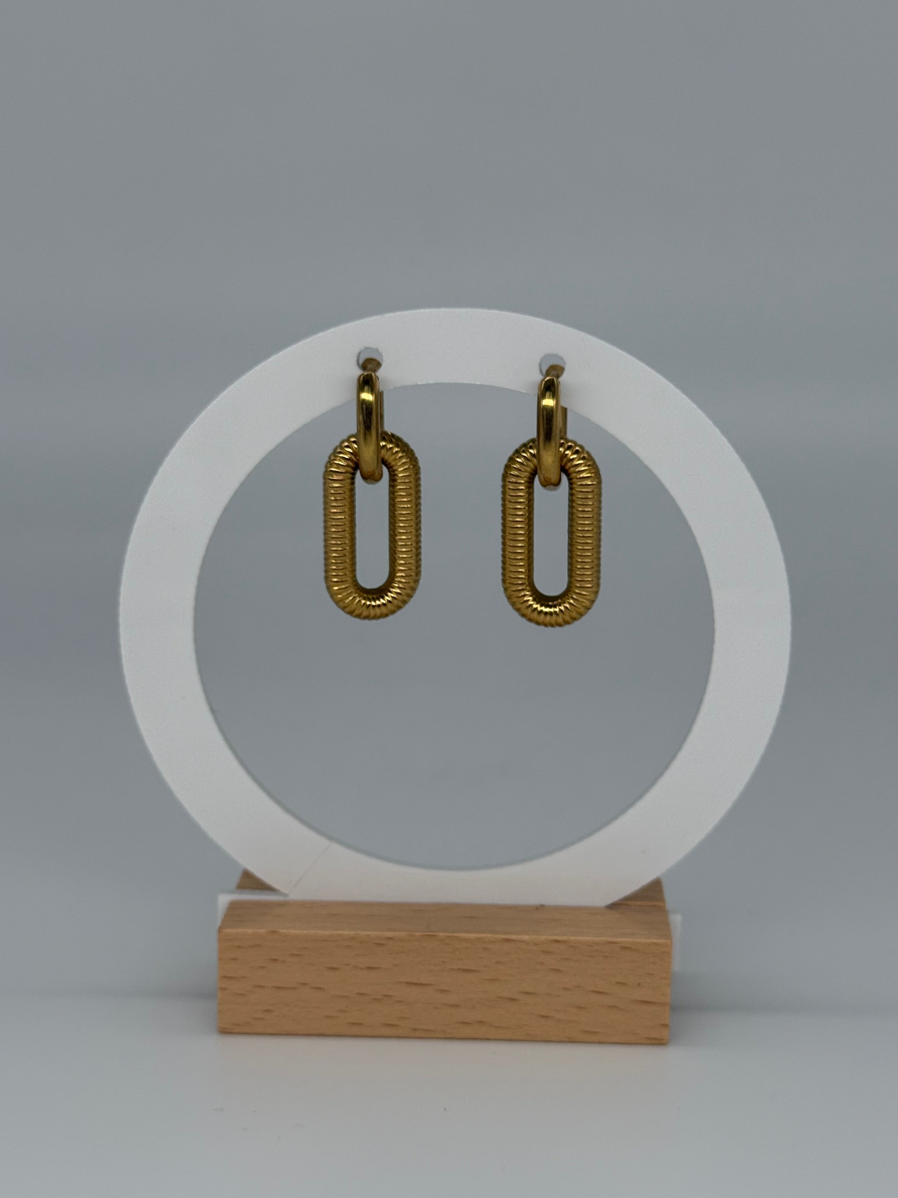 Elegante Creolen Ohrringe mit Anhänger - Edelstahl + 18K vergoldet
