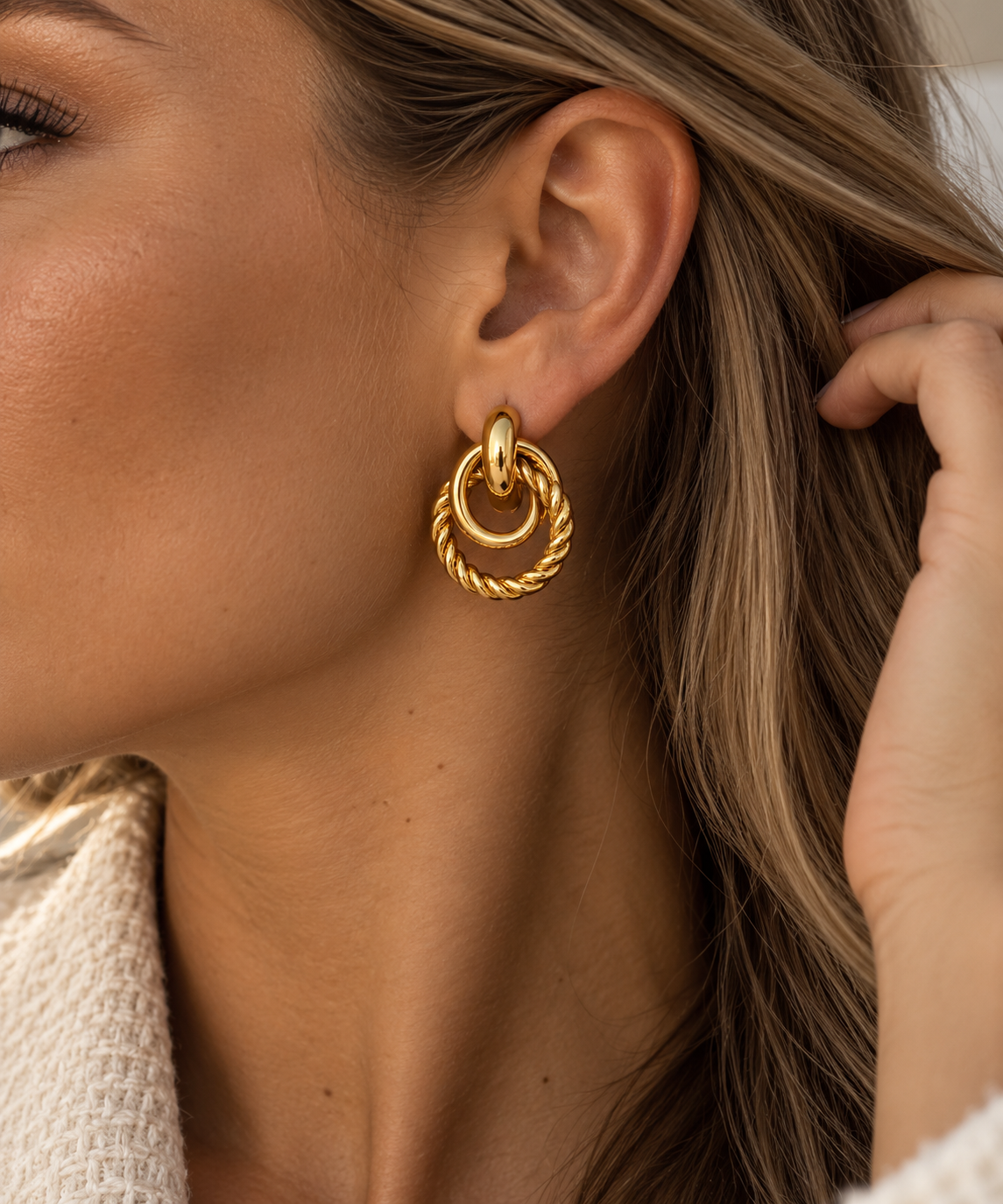 TWISTED LOOP - Statement Ohrstecker - aus Edelstahl + 18K vergoldet