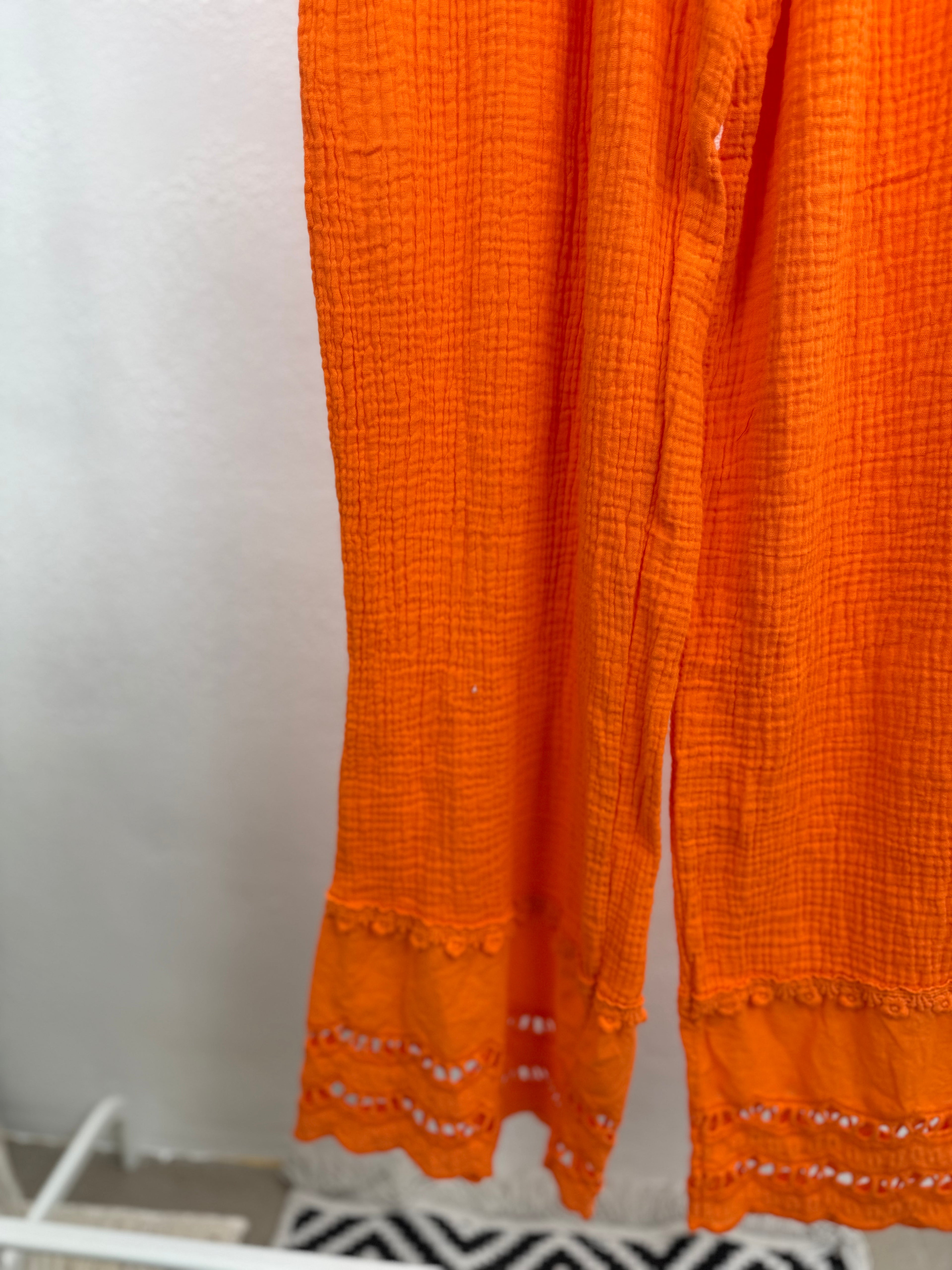 Musselinhose MARY - 100% Baumwolle mit Spitzendetail