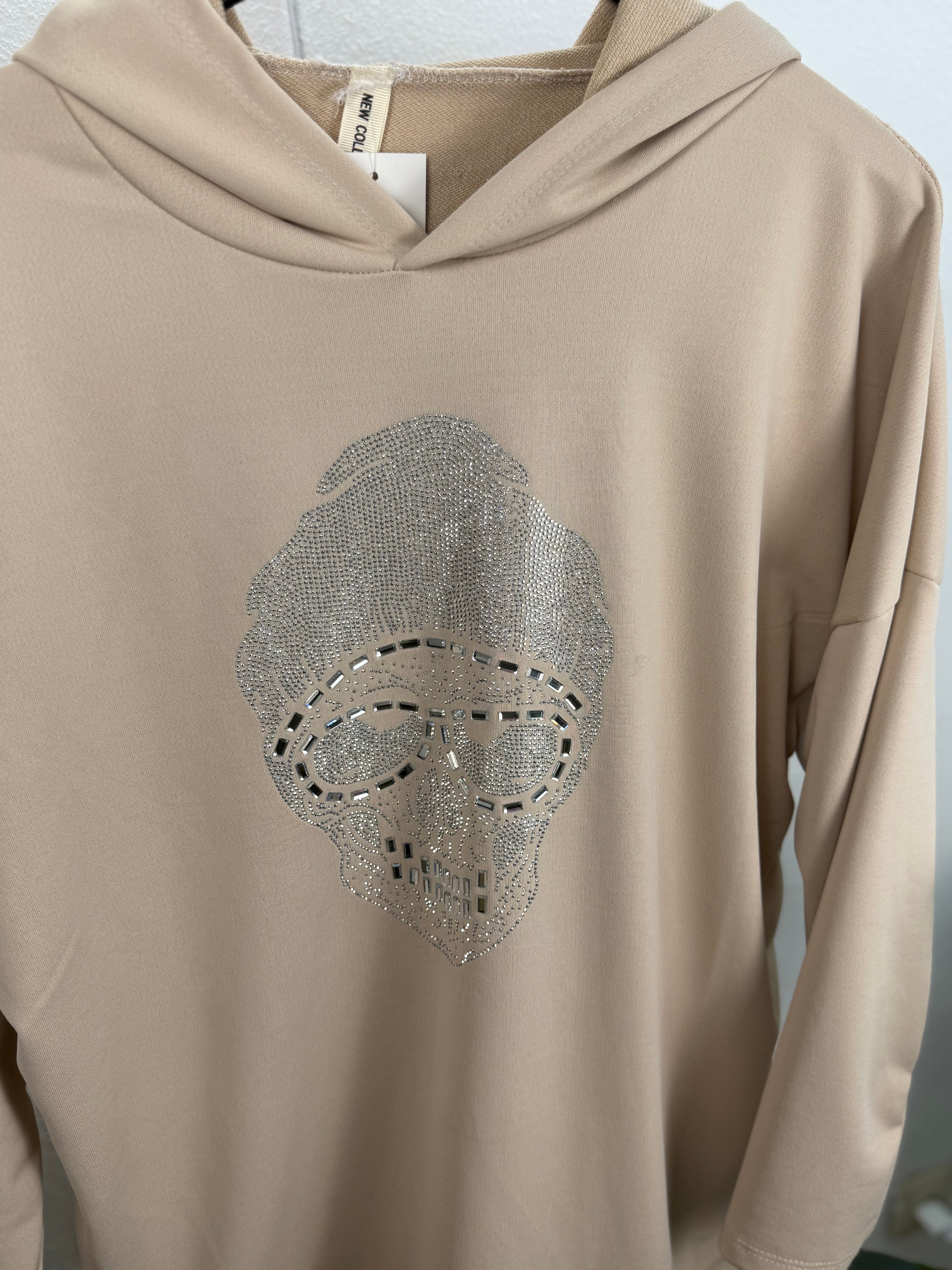 Ultra Oversize Hoodie mit Strass SKULL (Totenkopf)
