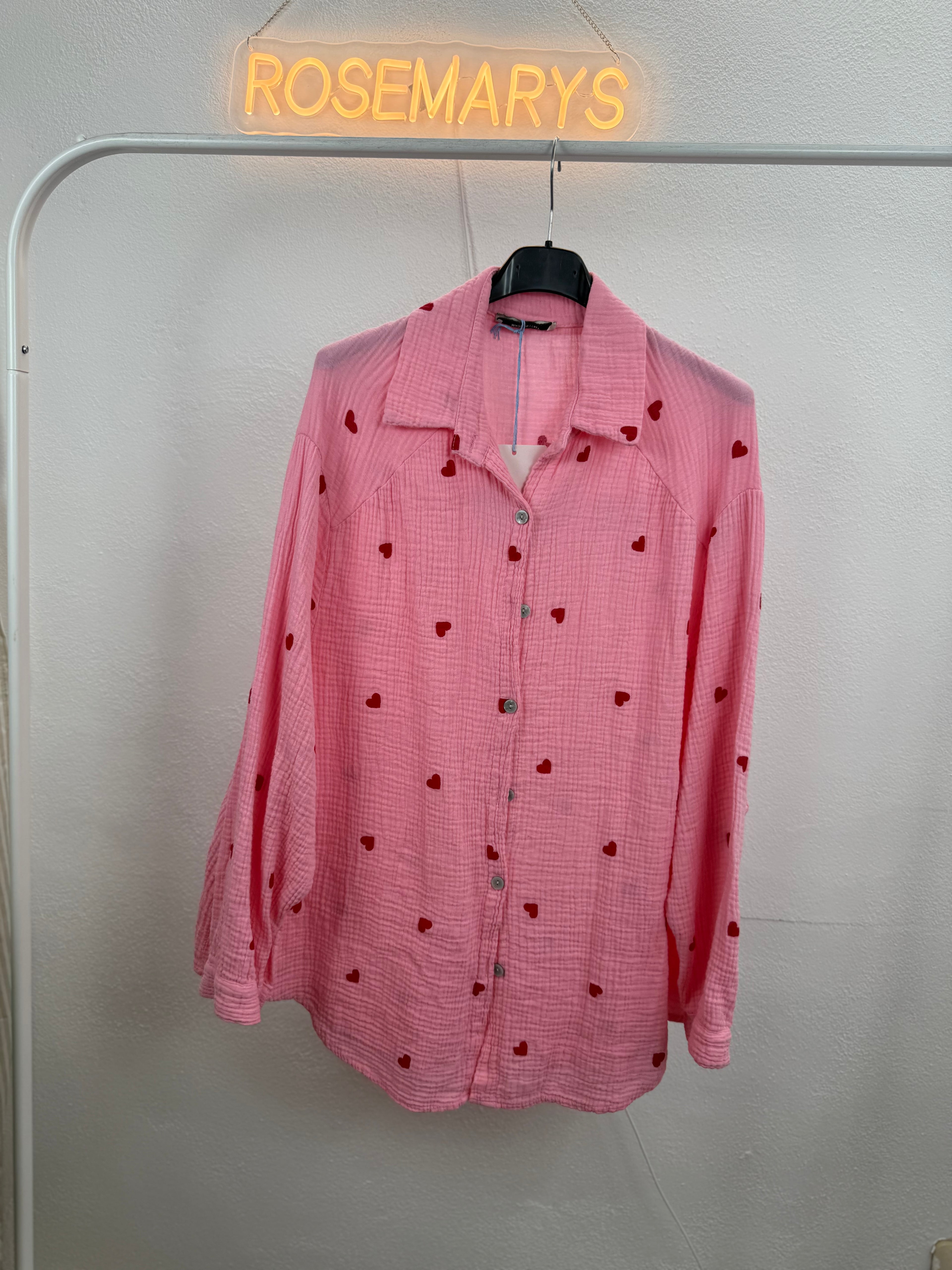 Musselinbluse LOVERS - verschiedene Farben - 100% Baumwolle