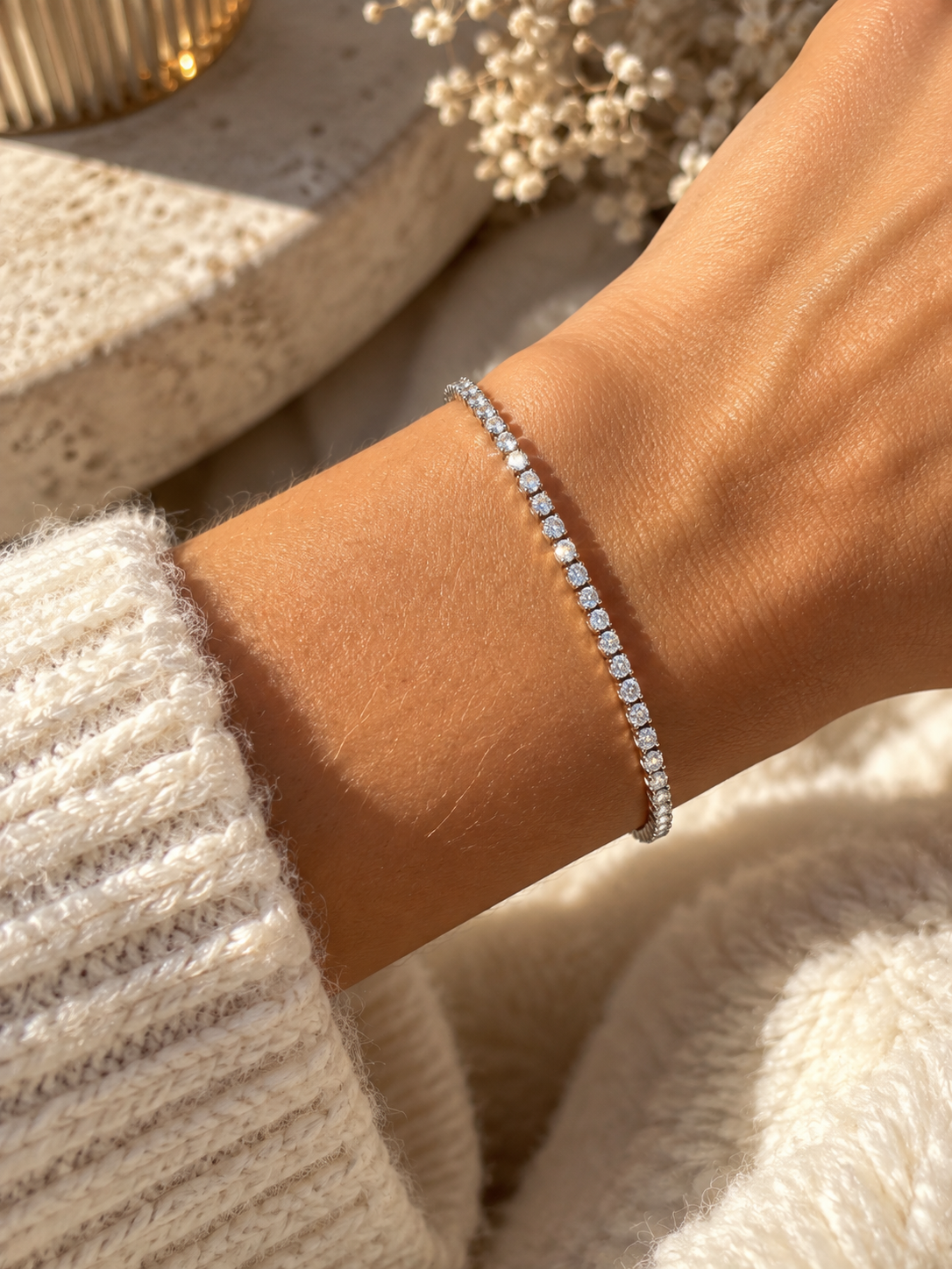 Tennisarmband BELLA - Edelstahl + 18K Vergoldung - mit Zirkoniasteinen - in Gold und Silber - wasserfest, rostfrei