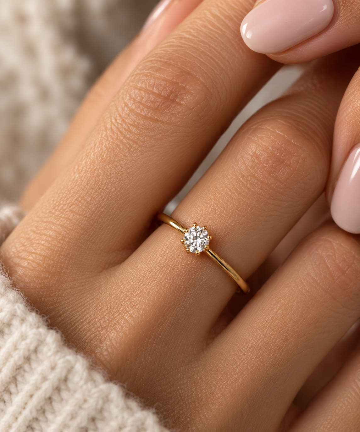 VÉRA Solitaire Ring – 18K vergoldeter Edelstahl mit Zirkonia