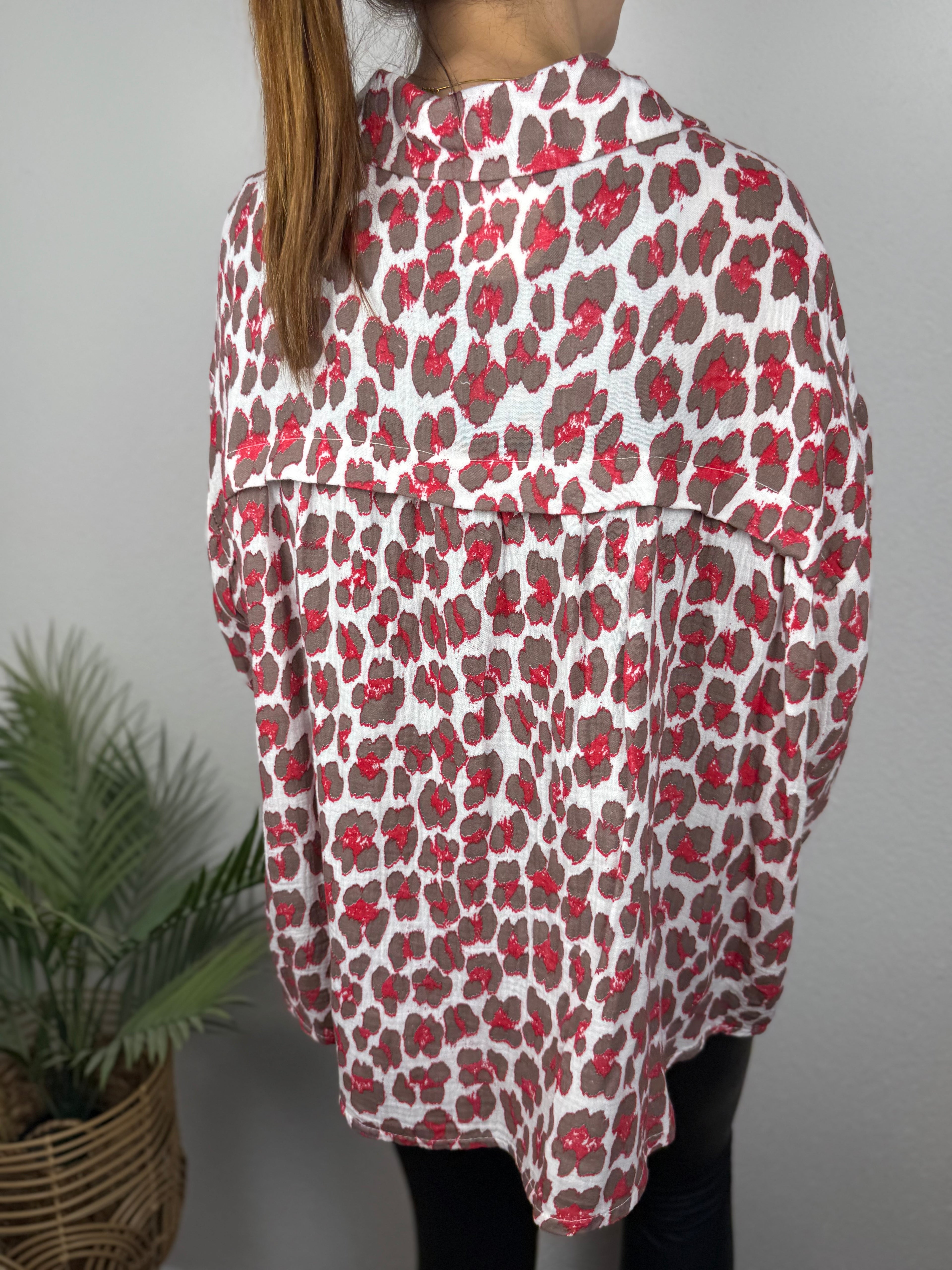 Oversize Musselinbluse LEO - rot