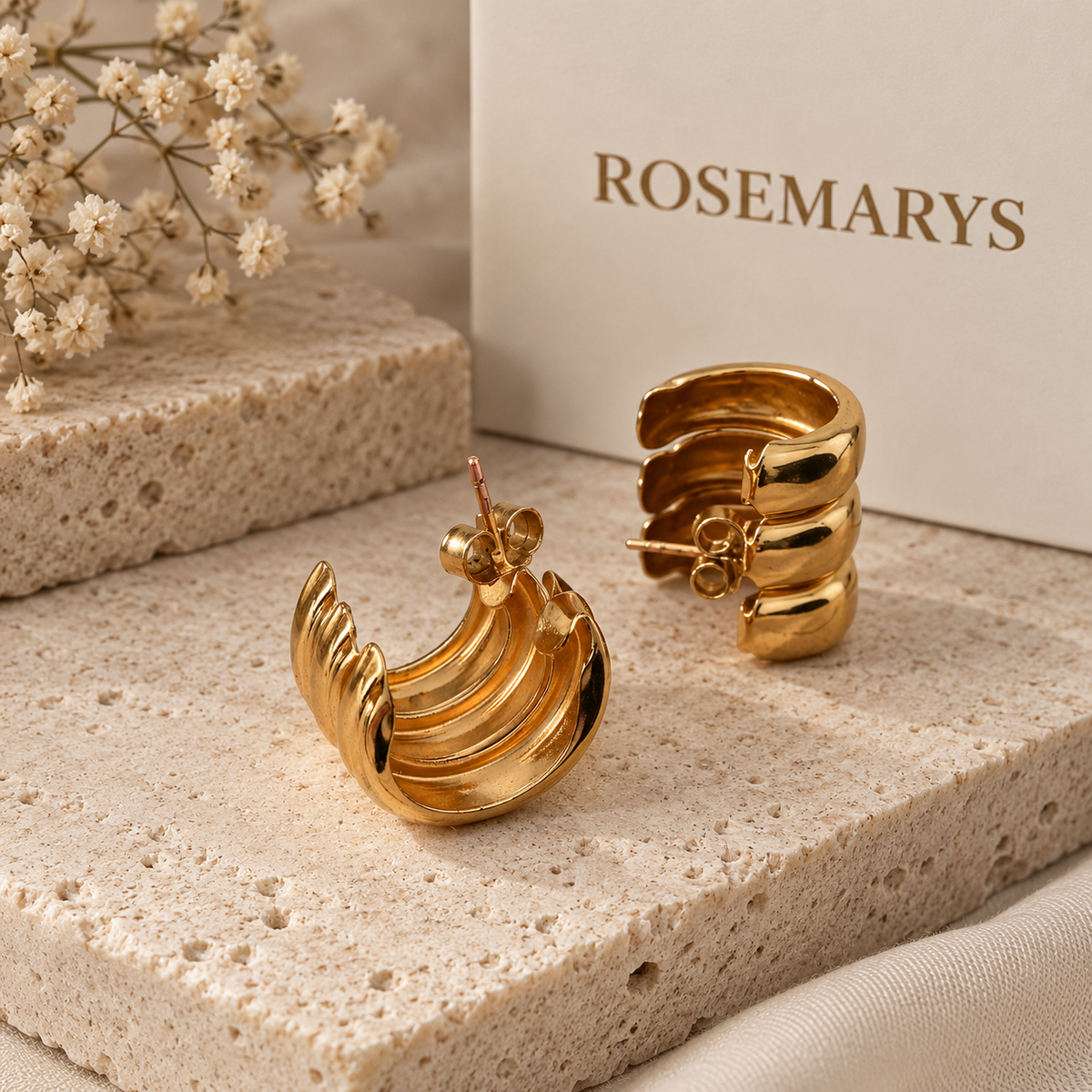 CHUNKY Statement Creolen - Edelstahl und 18K vergoldet - wasserfest