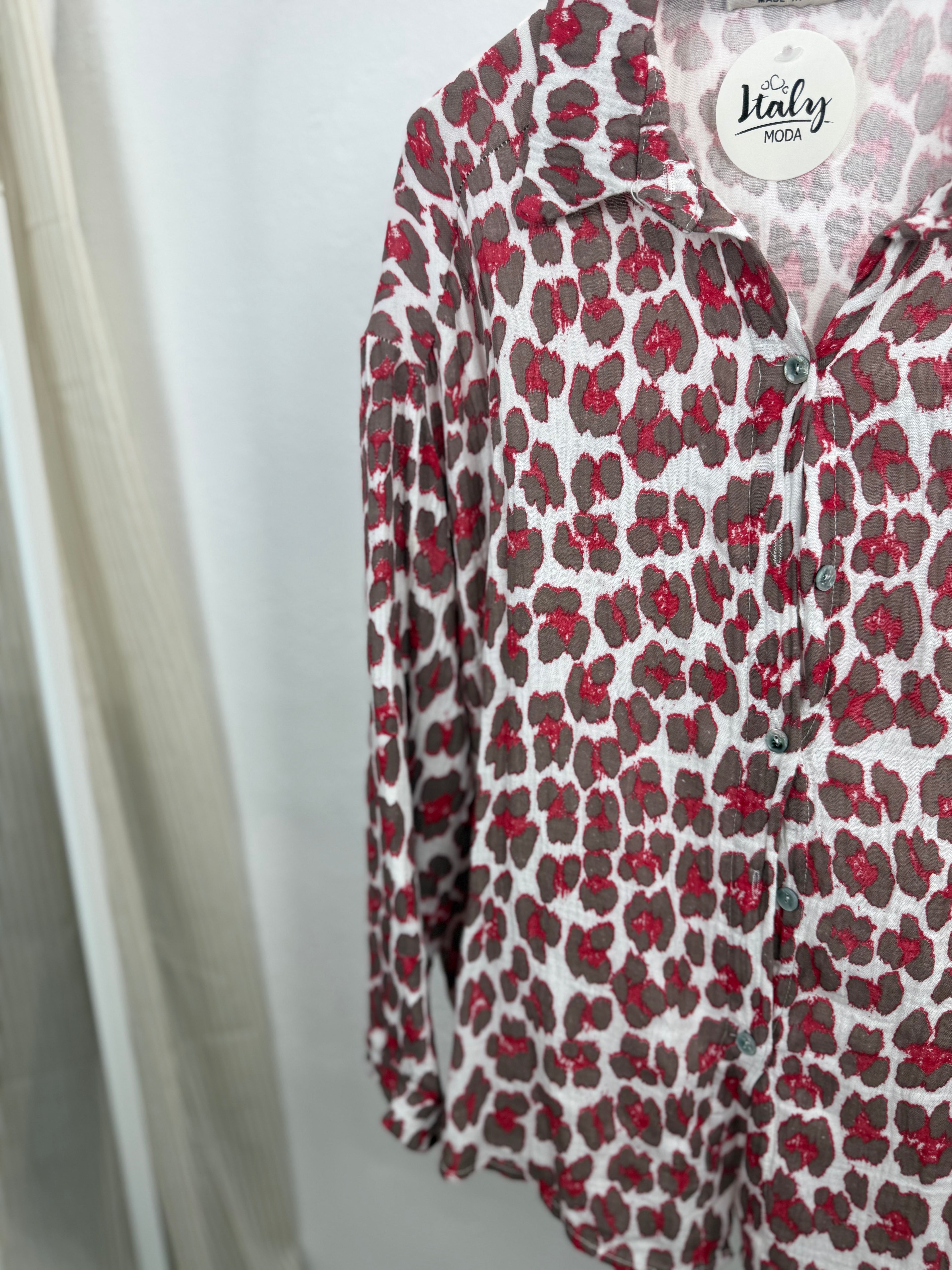 Oversize Musselinbluse LEO - rot