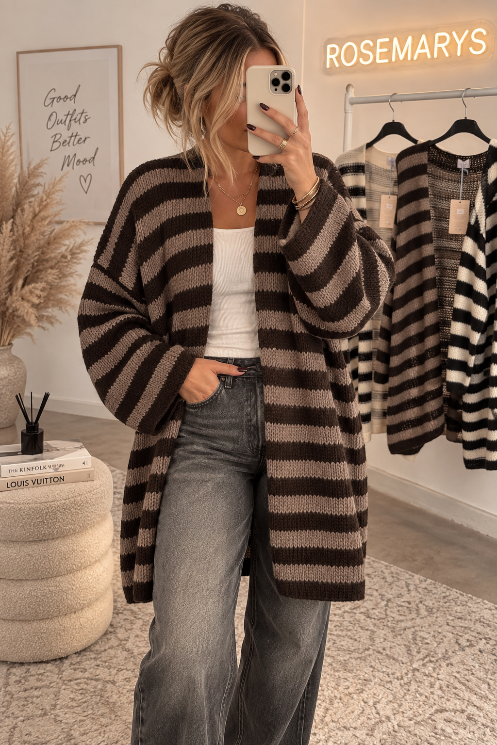 STRIPE LOVE - mittellanger Cardigan - passt von 36 bis 46