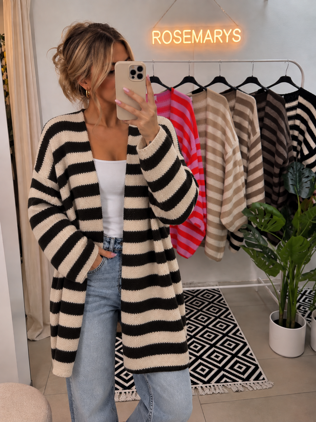 STRIPE LOVE - mittellanger Cardigan - passt von 36 bis 46
