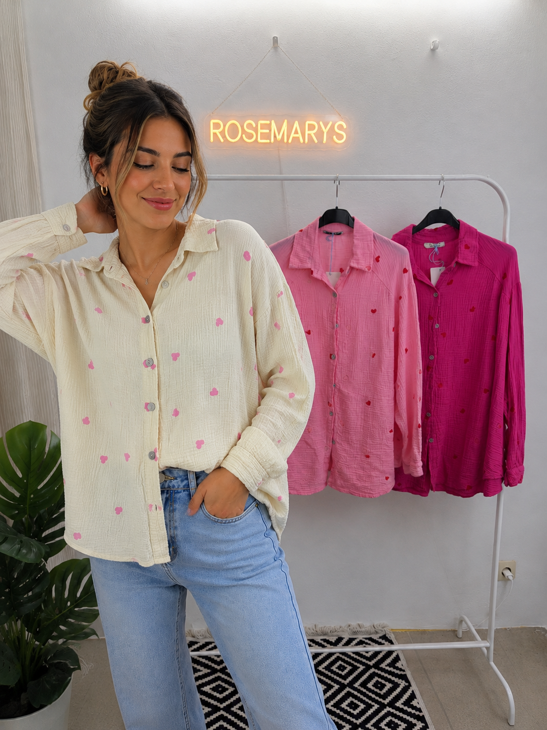 Musselinbluse LOVERS - verschiedene Farben - 100% Baumwolle