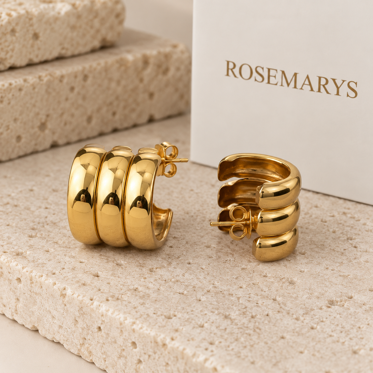 CHUNKY Statement Creolen - Edelstahl und 18K vergoldet - wasserfest