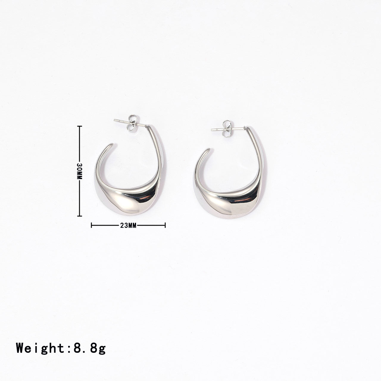 Ohrringe Creolen LUNA CURVED - Edelstahl + 18K Vergoldung