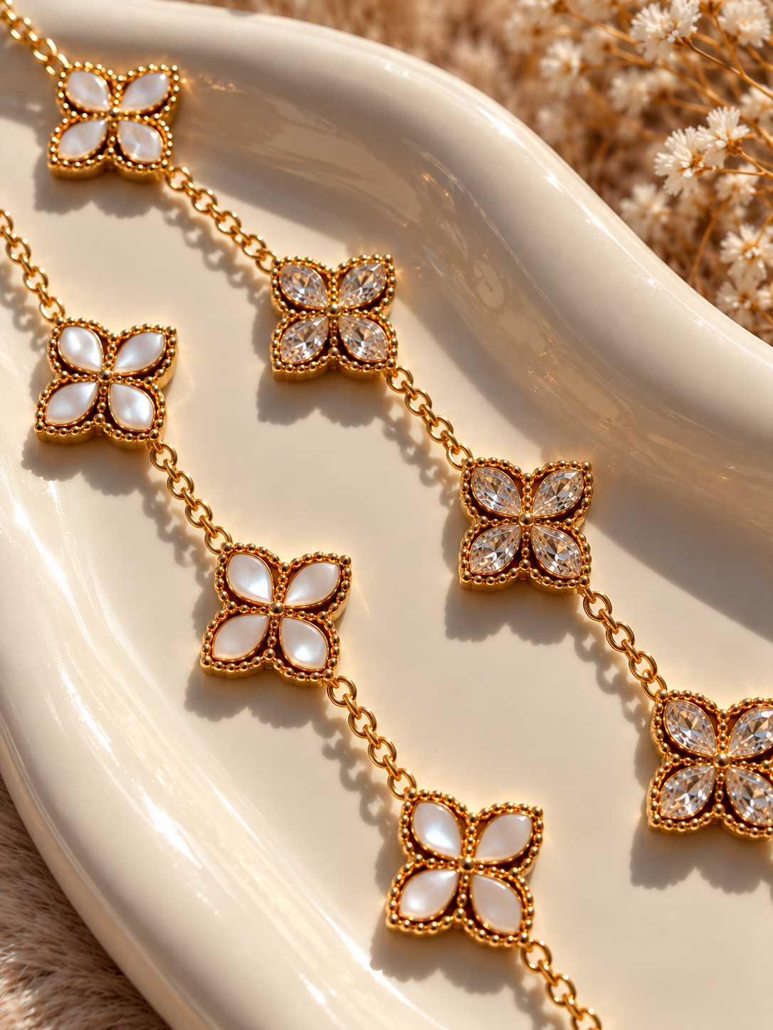 ✨ LUMI CLOVER Armband - Edelstahl + 18K Vergoldung - zwei Ausführungen