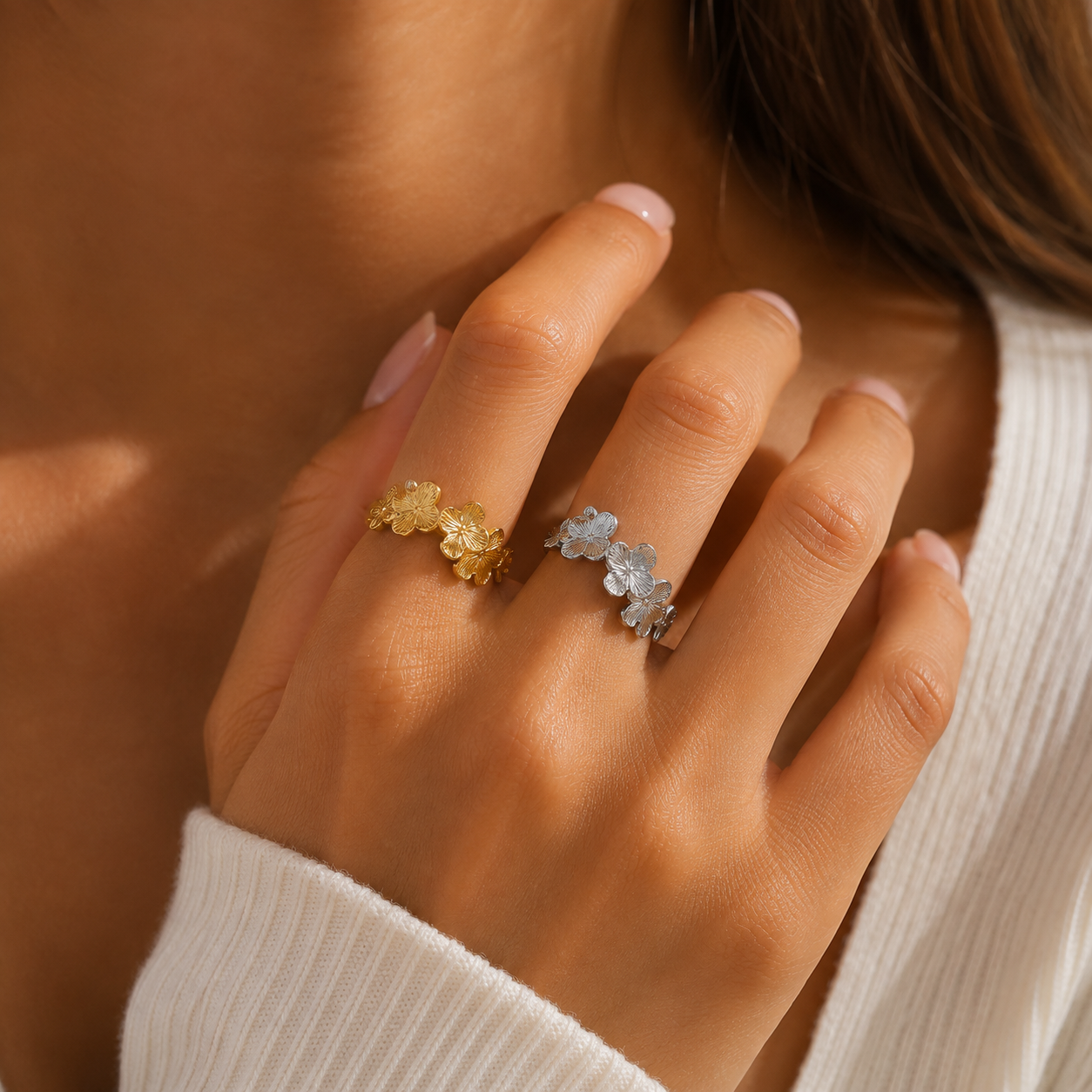 BLOSSOM Ring - Edelstahl und wasserfest. Gold und Silber
