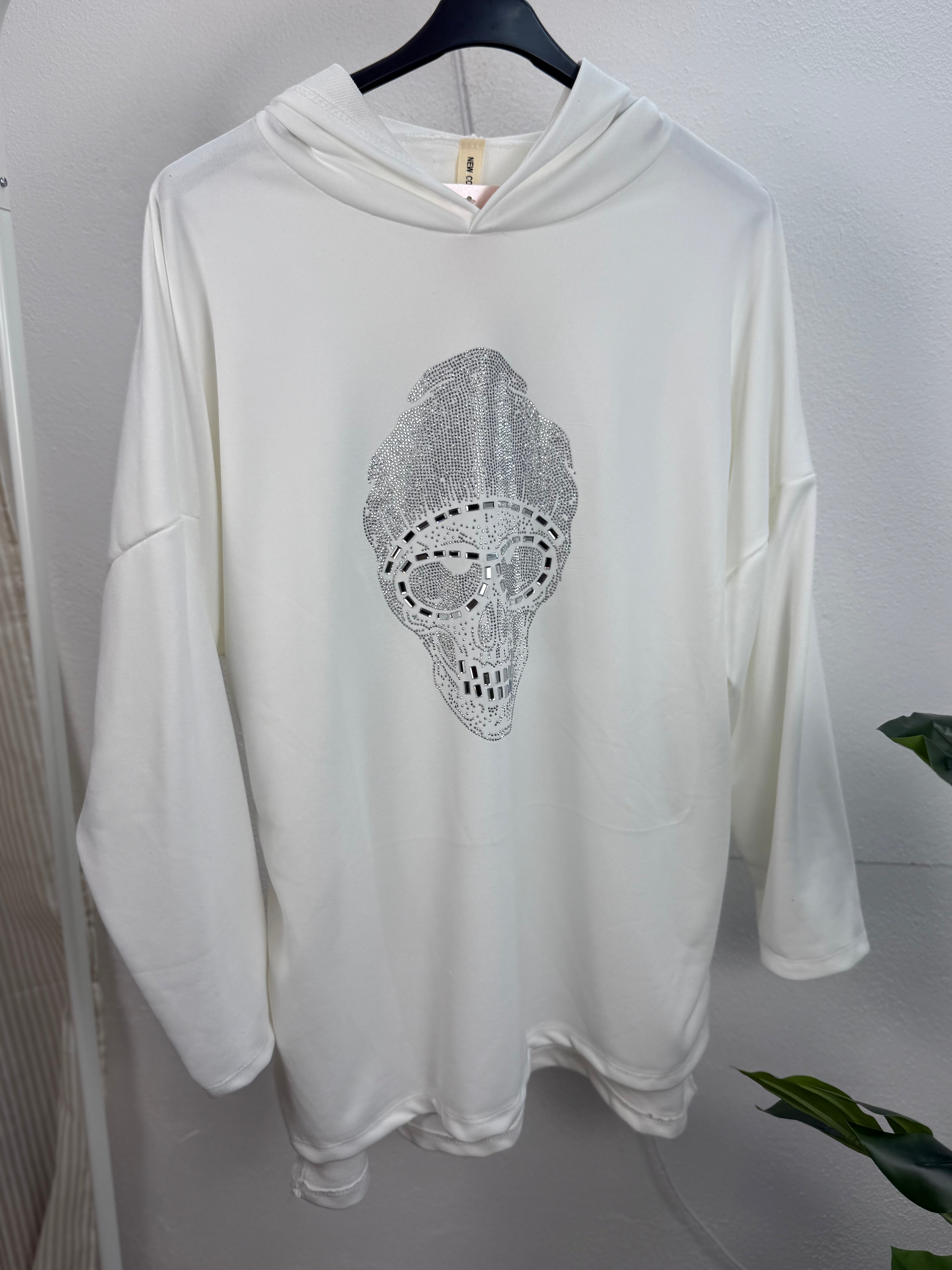 Ultra Oversize Hoodie mit Strass SKULL (Totenkopf)