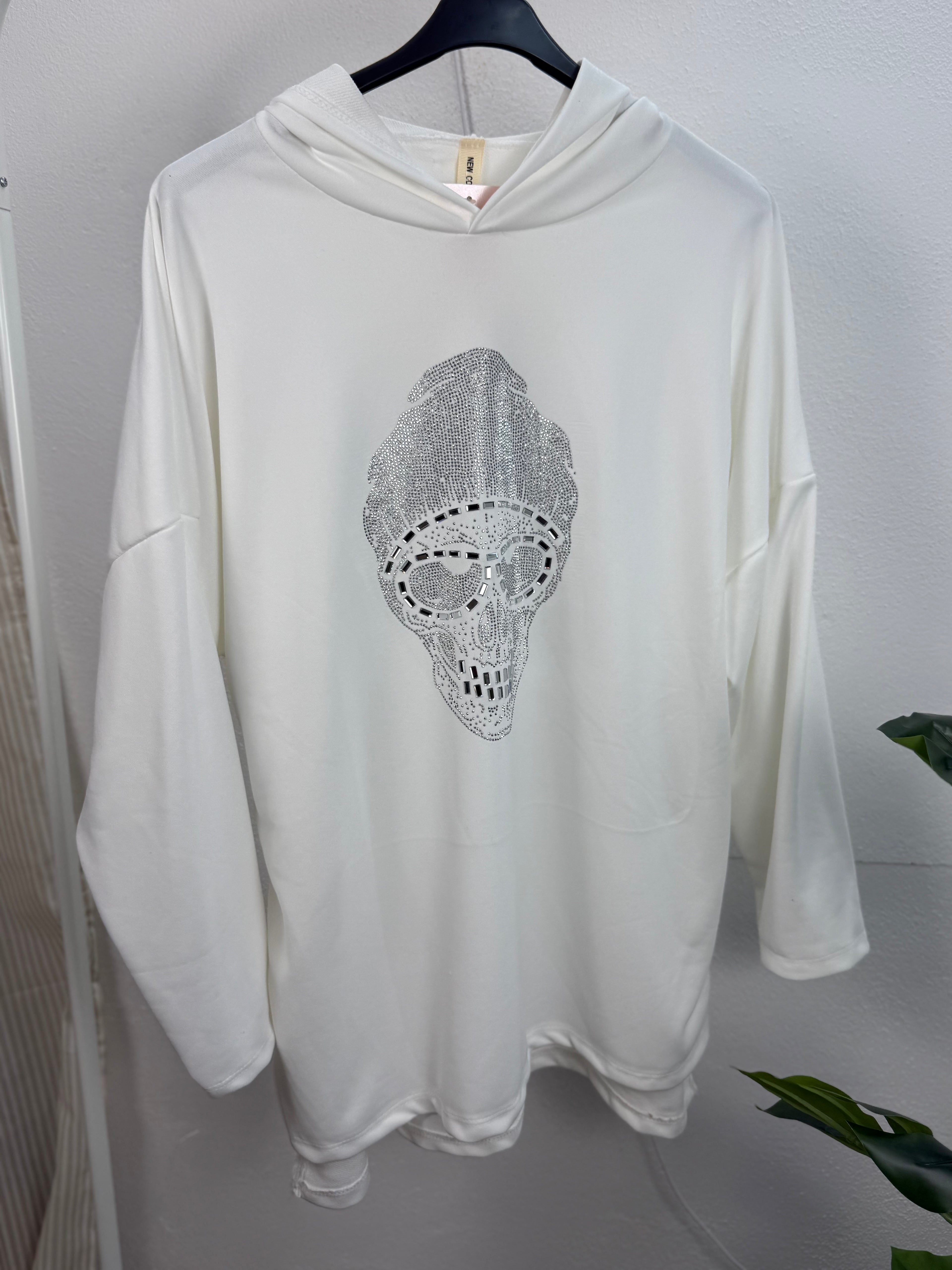 Ultra Oversize Hoodie mit Strass SKULL (Totenkopf)