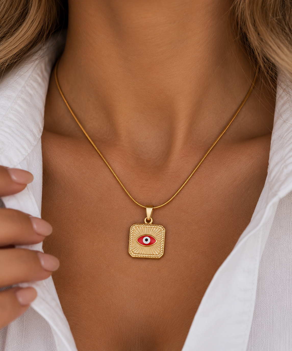 EVIL EYE Kette 🧿 - Edelstahl + 18K vergoldet - wasserfest