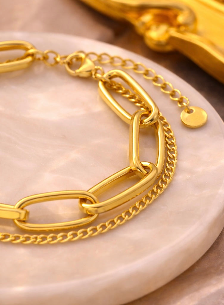 URBAN Chain Armband – Silber & Gold - aus Edelstahl
