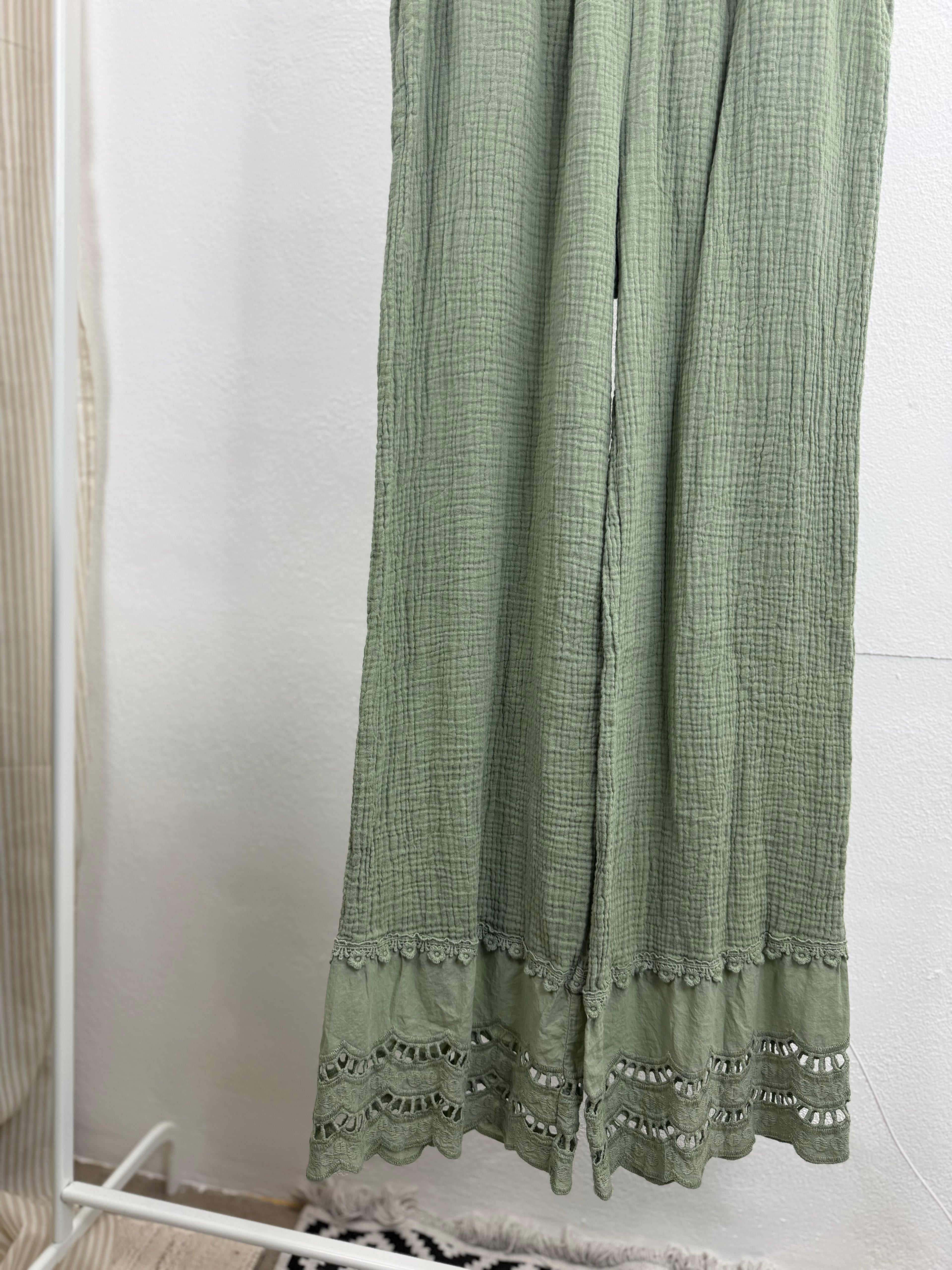 Musselinhose MARY - 100% Baumwolle mit Spitzendetail