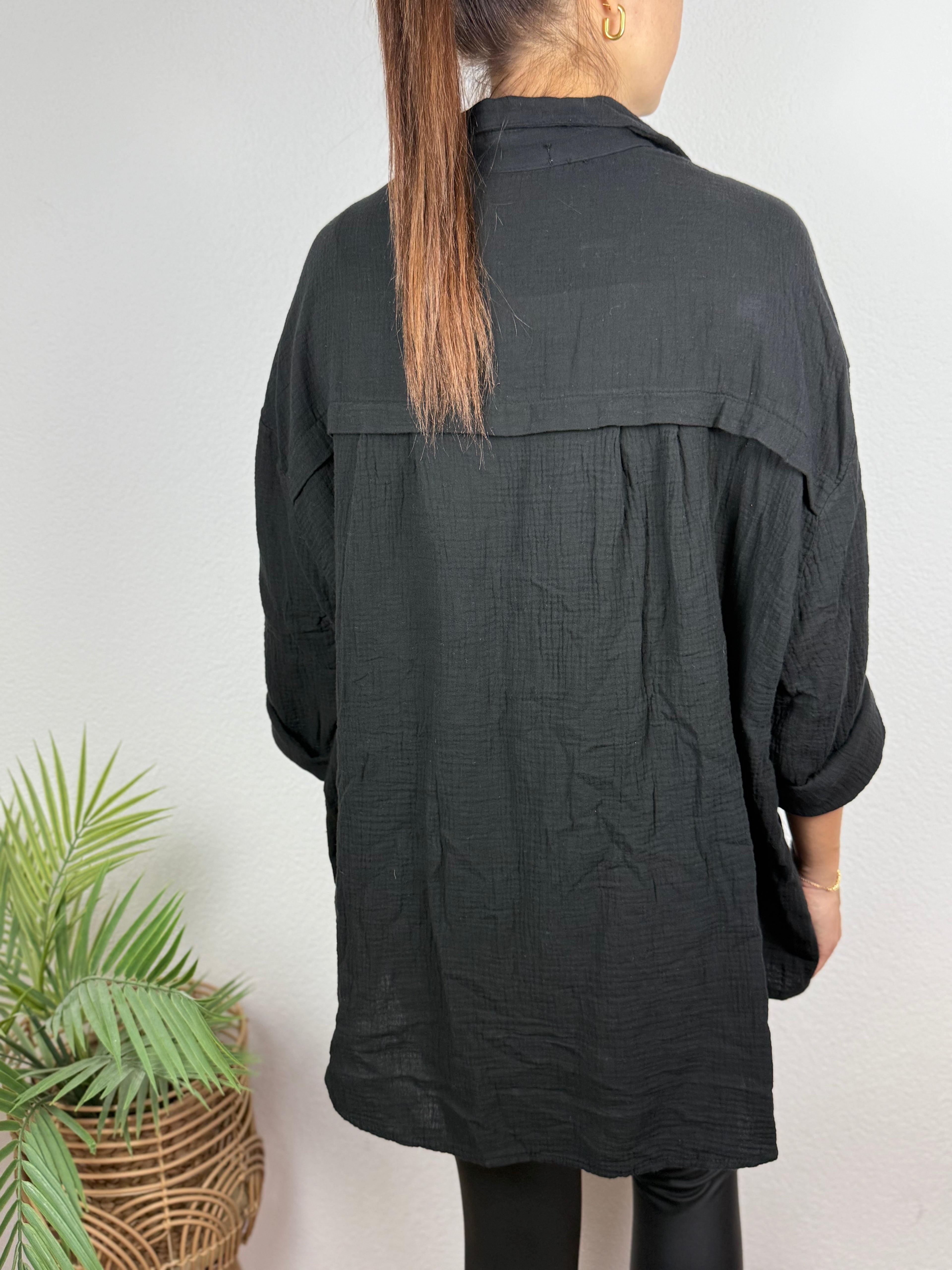Musselin Oversize Bluse – Made in Italy