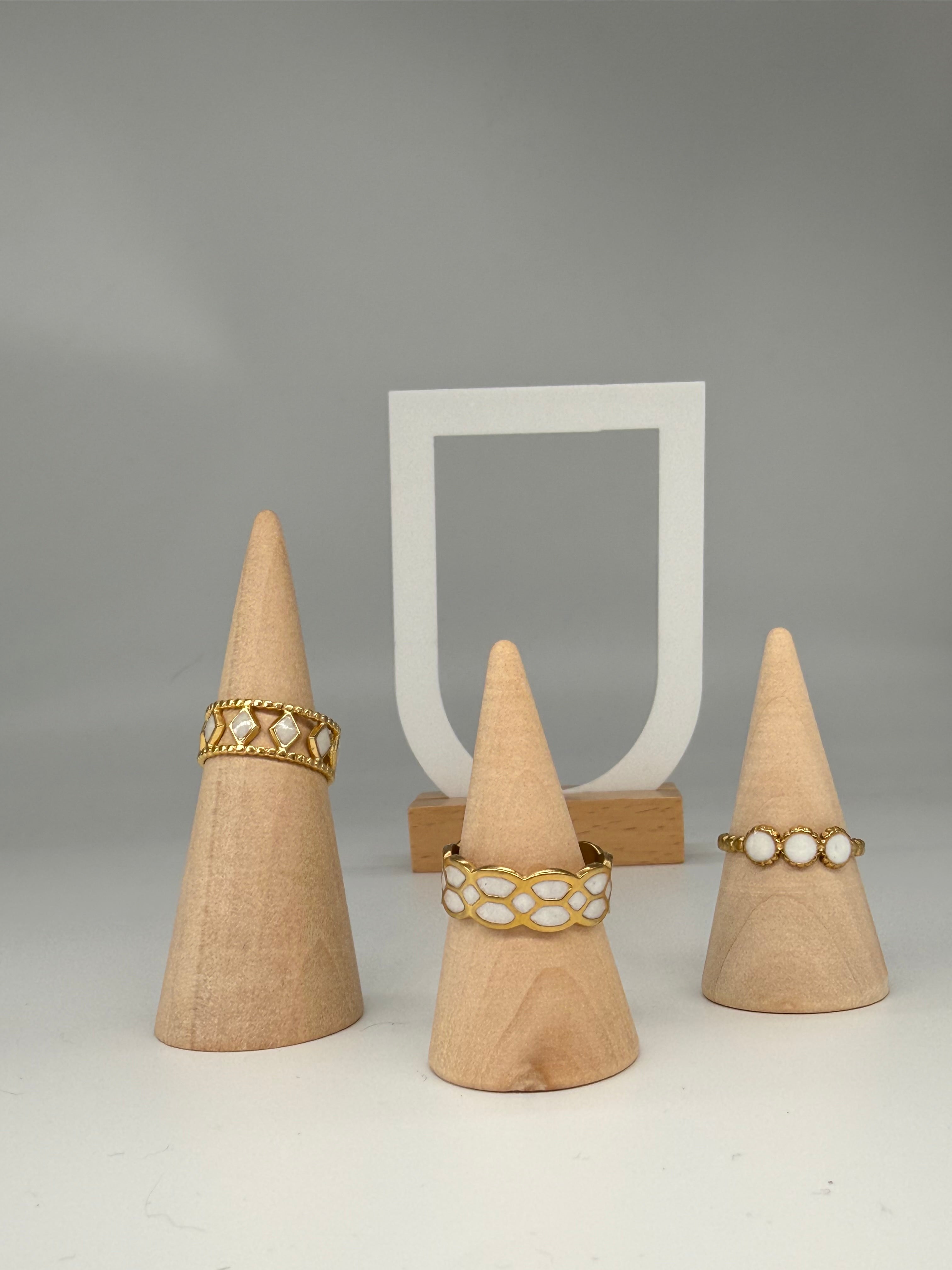 WHITE Edition Ringe - Größenverstellbar + 18K Vergoldung