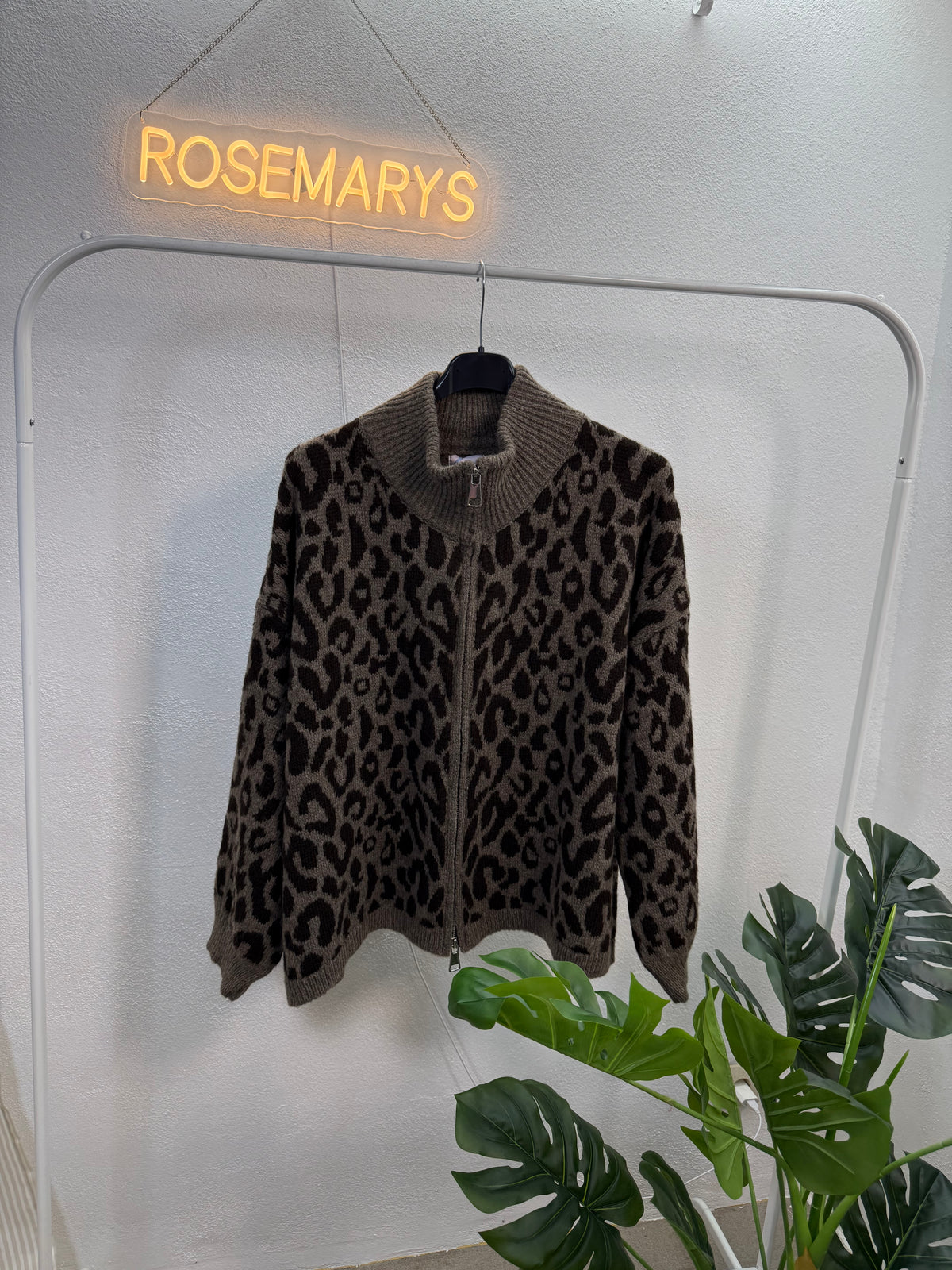 🐆 Oversize Leopard Knit Cardigan - mit Doppelzipper - bis 44/46 tragbar