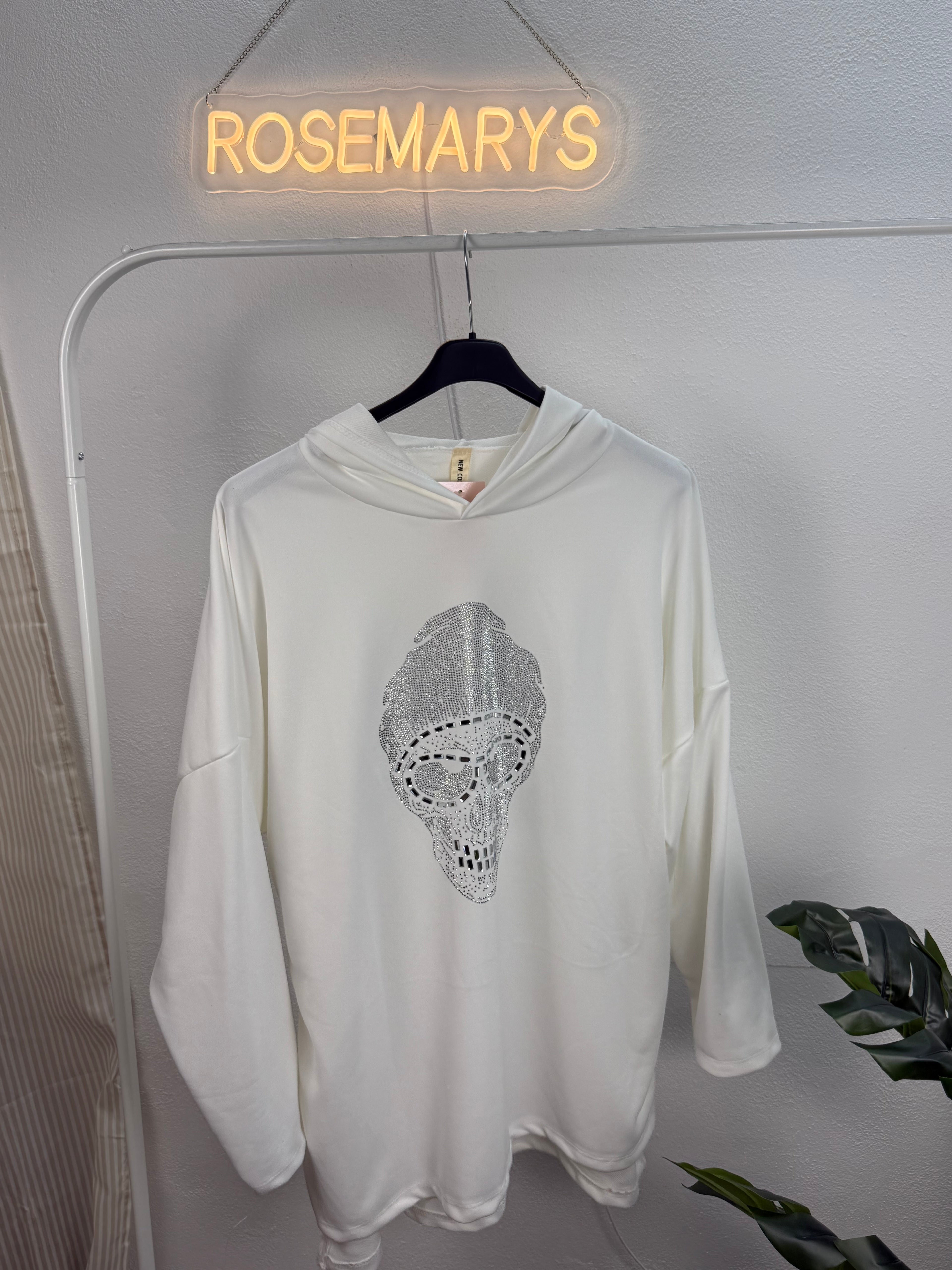 Ultra Oversize Hoodie mit Strass SKULL (Totenkopf)