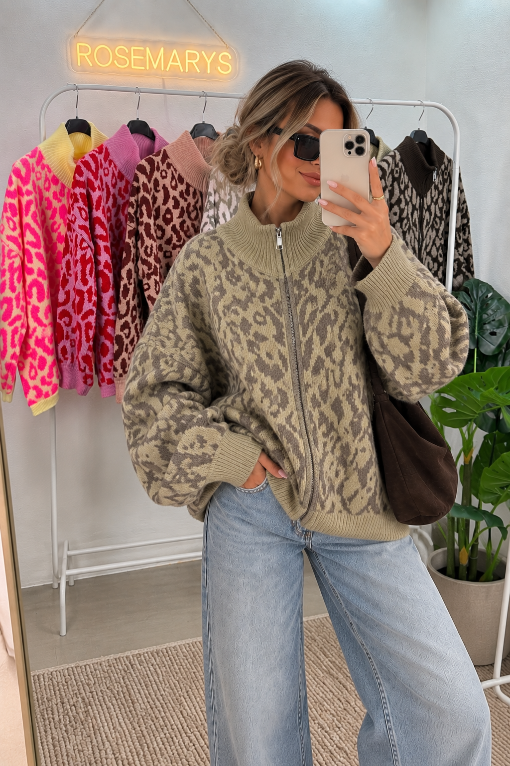 🐆 Oversize Leopard Knit Cardigan - mit Doppelzipper - bis 44/46 tragbar