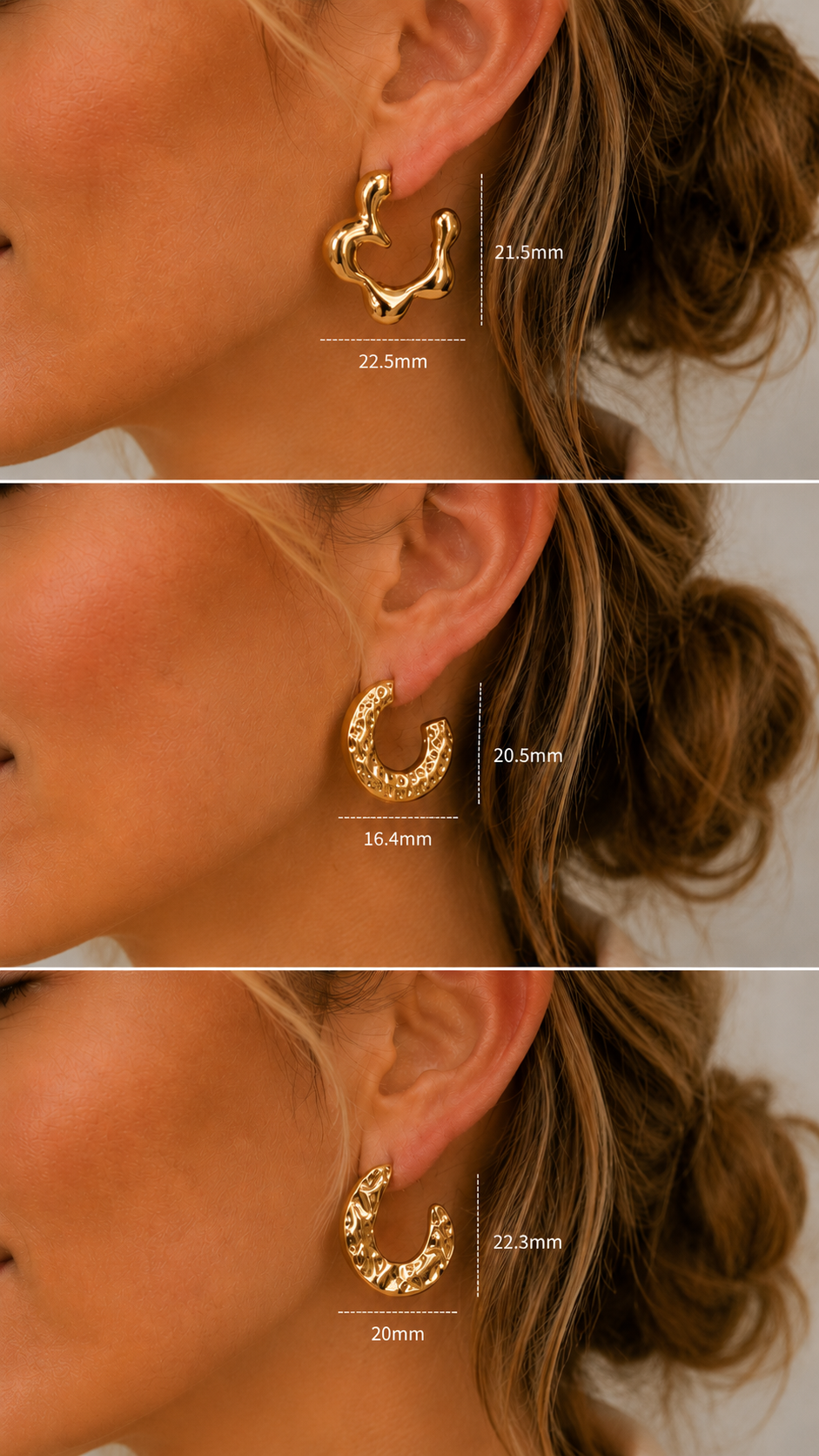 ICONIC CREOLEN - 3 Styles - wasserfest, Edelstahl 304, 18K vergoldet