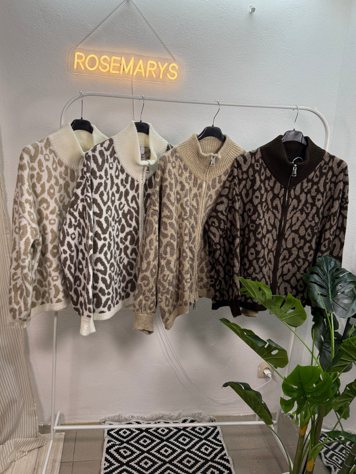 🐆 Oversize Leopard Knit Cardigan - mit Doppelzipper - bis 44/46 tragbar
