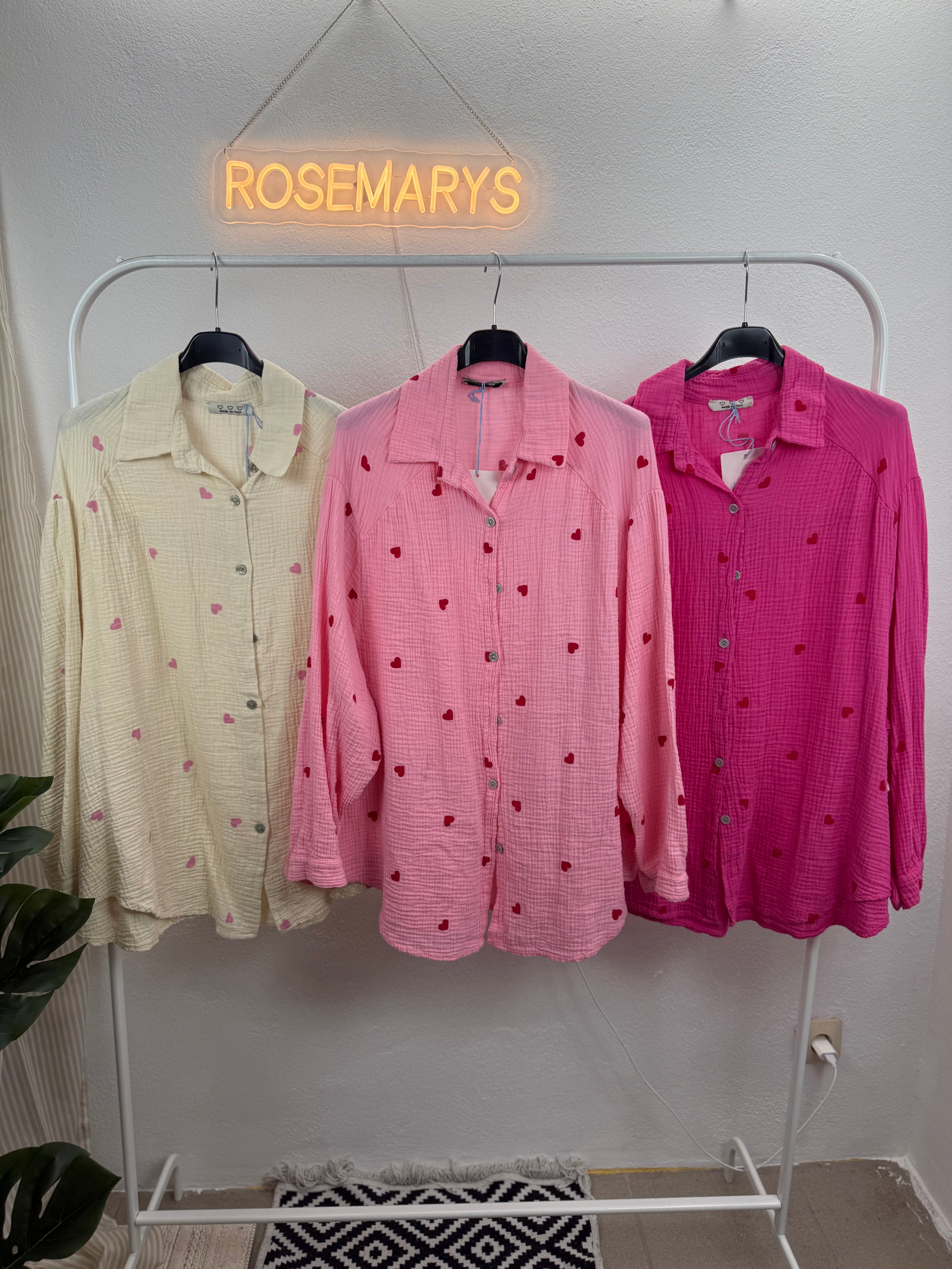 Musselinbluse LOVERS - verschiedene Farben - 100% Baumwolle