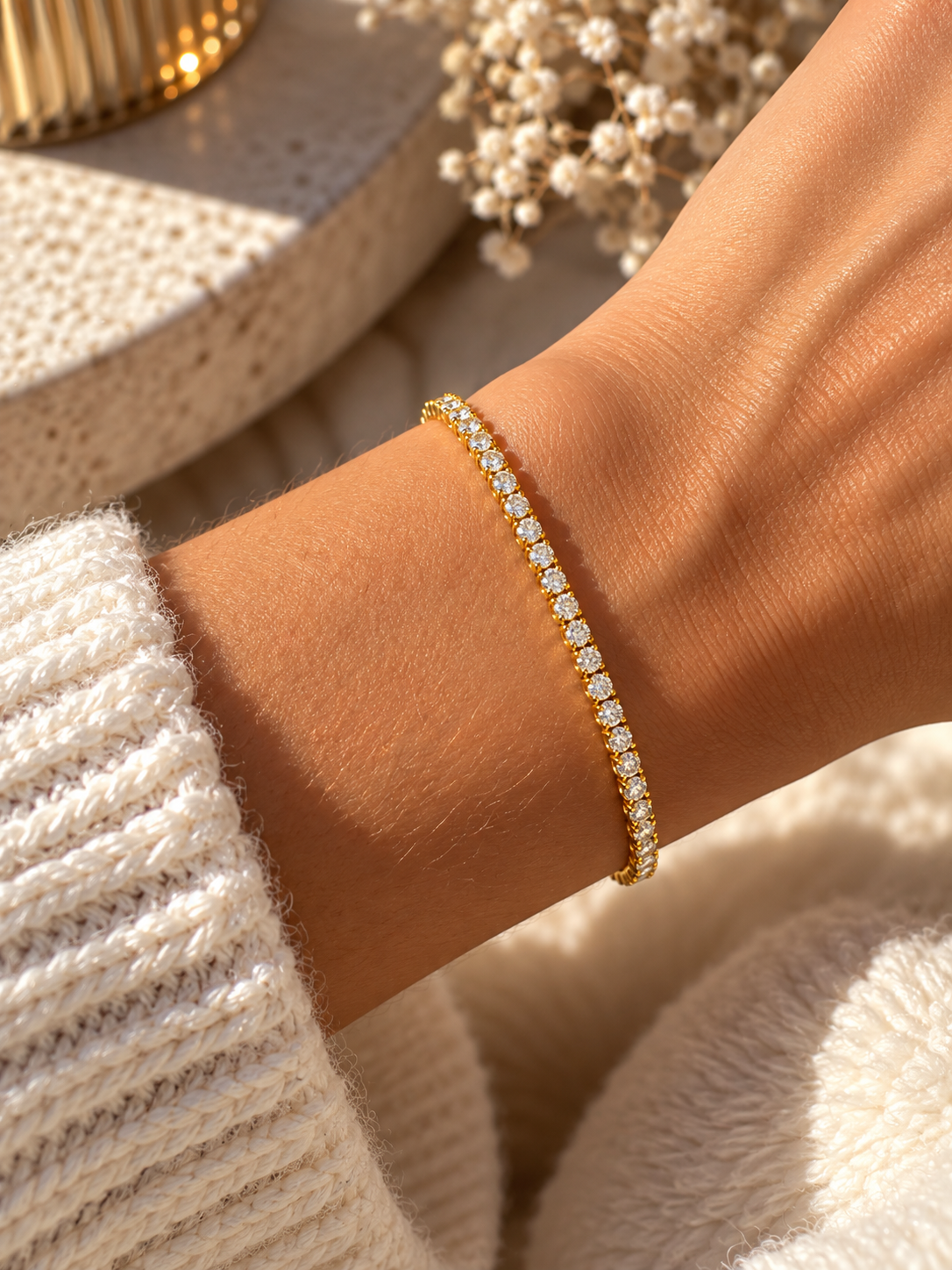 Tennisarmband BELLA - Edelstahl + 18K Vergoldung - mit Zirkoniasteinen - in Gold und Silber - wasserfest, rostfrei