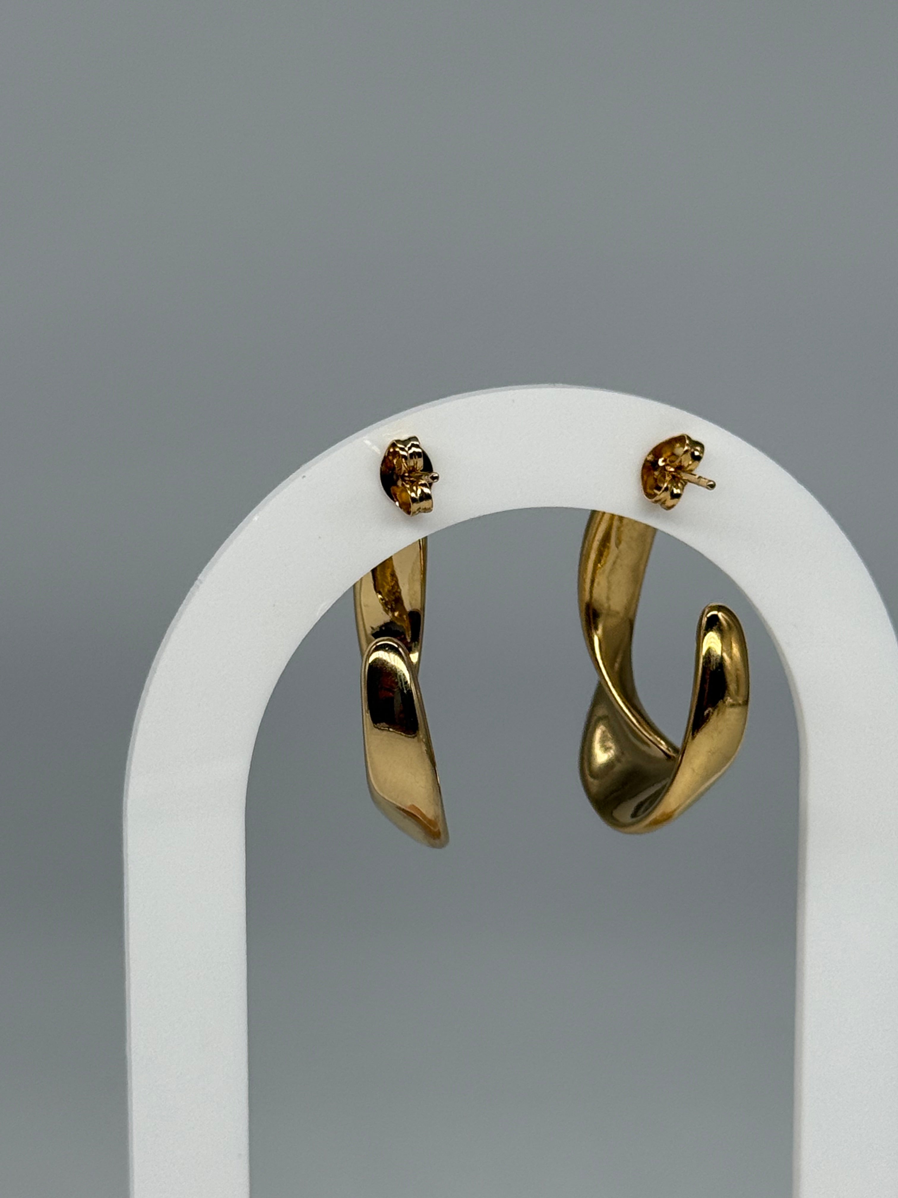 Ohrringe Creolen LUNA CURVED - Edelstahl + 18K Vergoldung