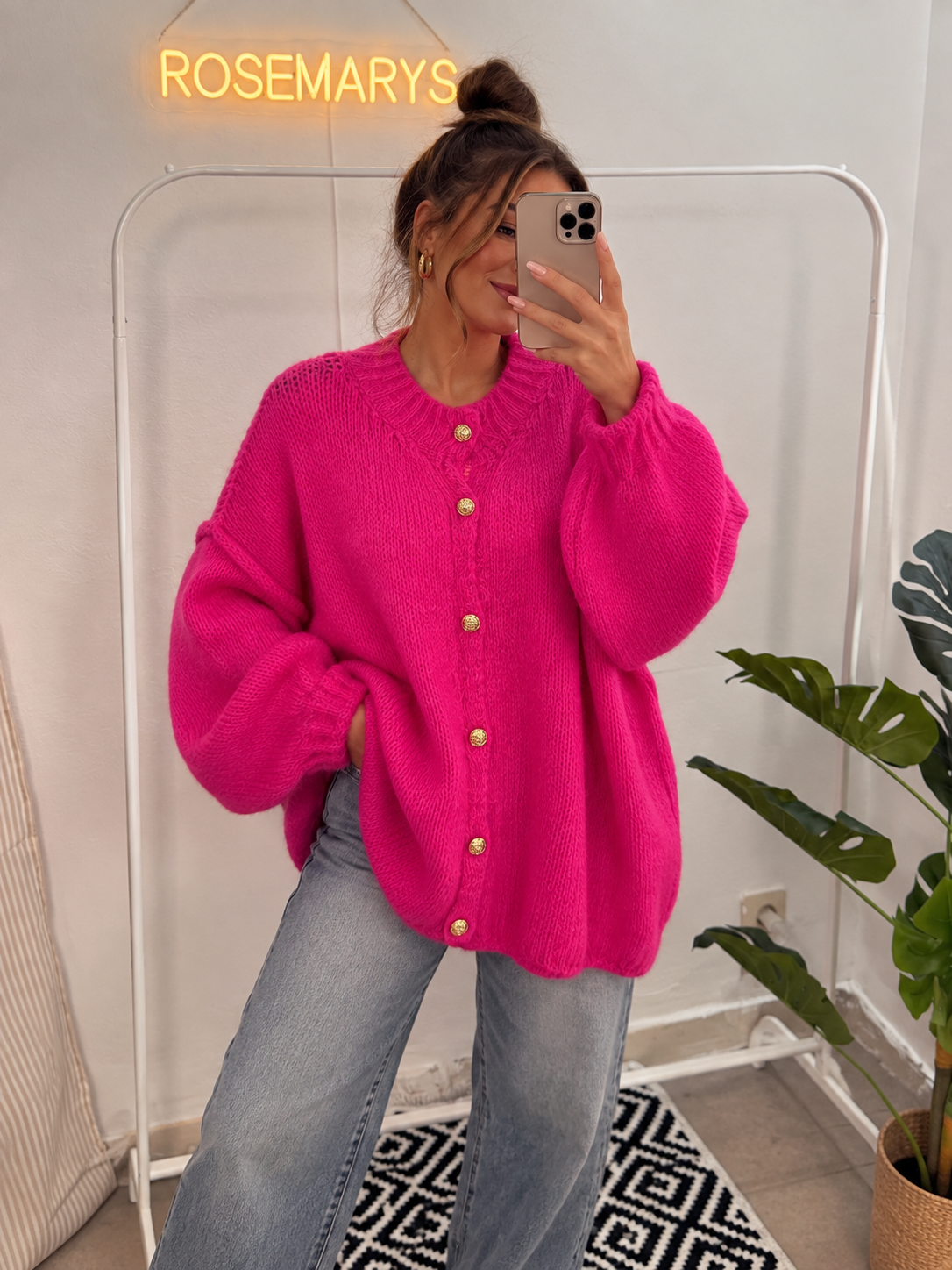 Ultra Oversize Strickcardigan mit Knopfleiste