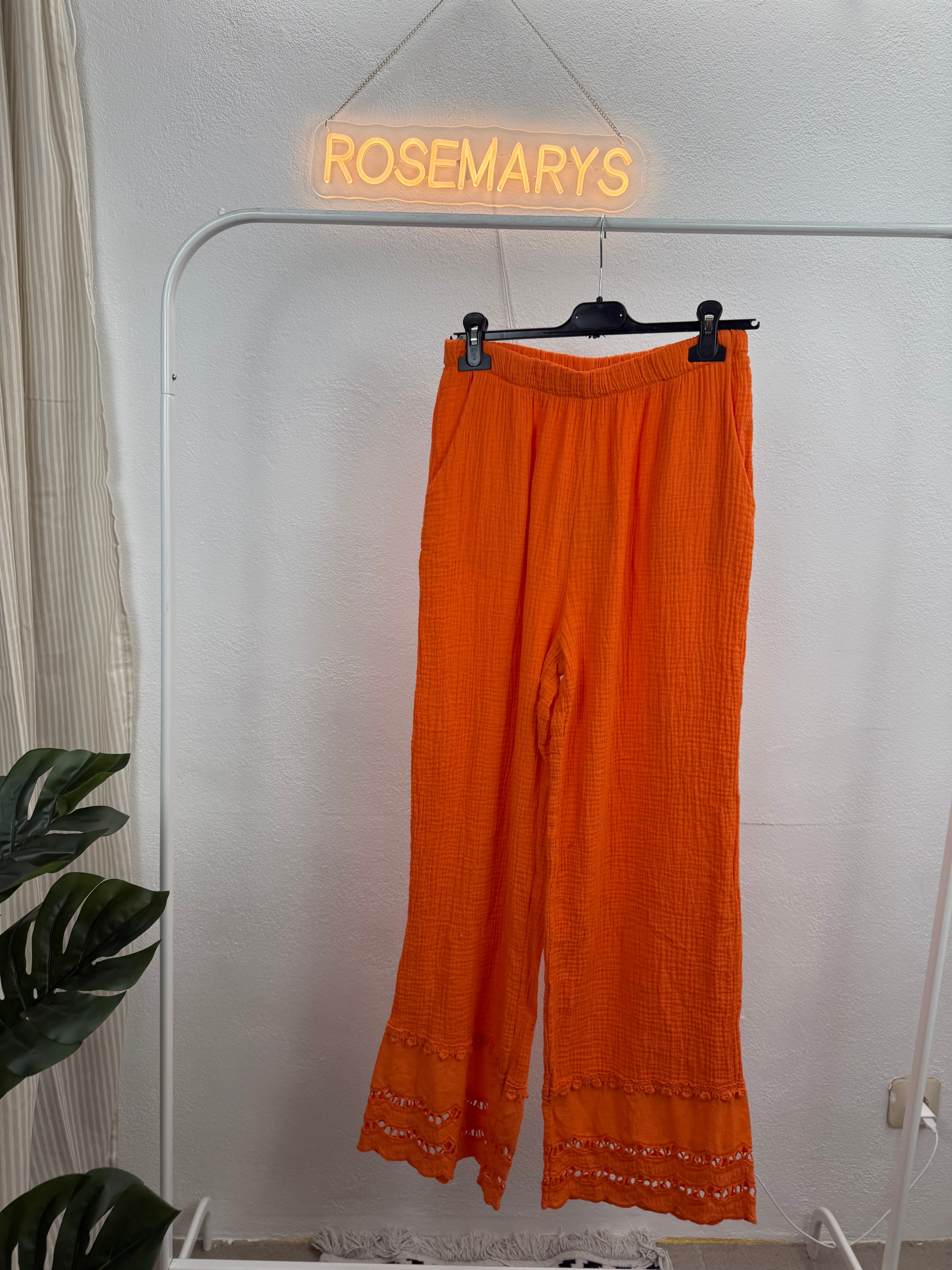 Musselinhose MARY - 100% Baumwolle mit Spitzendetail