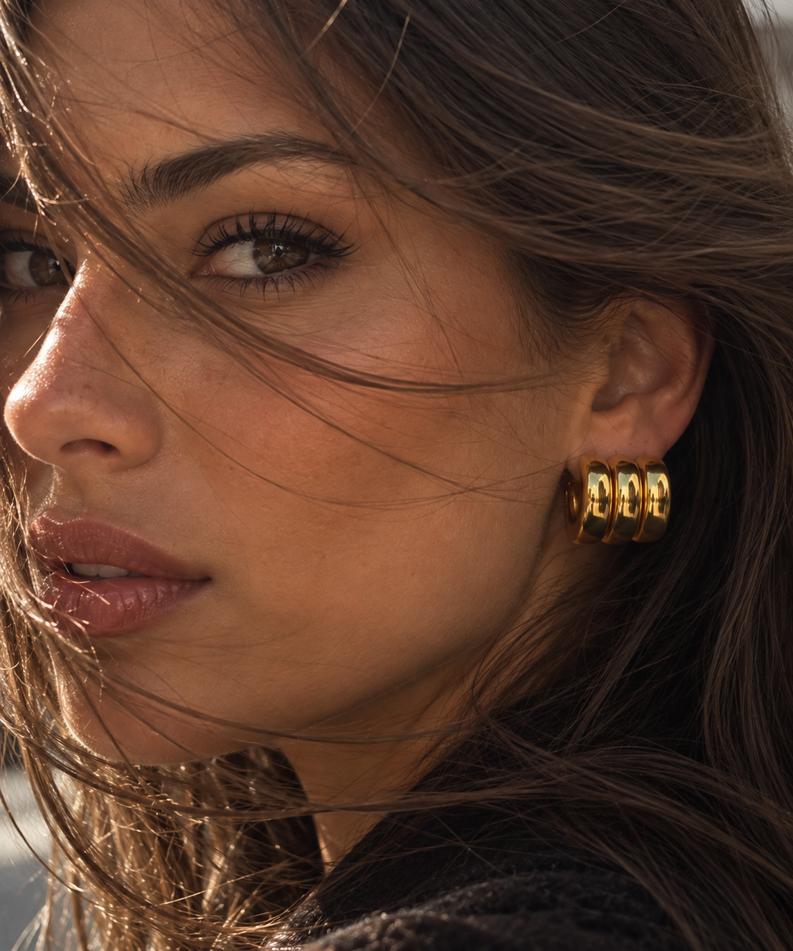CHUNKY Statement Creolen - Edelstahl und 18K vergoldet - wasserfest