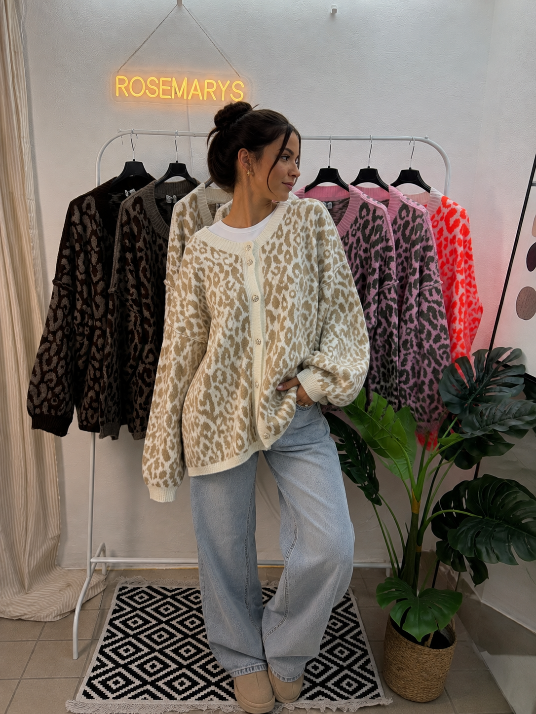 Oversize Cozy LEO Cardigan - mehrere Farben - bis 44/46 tragbar