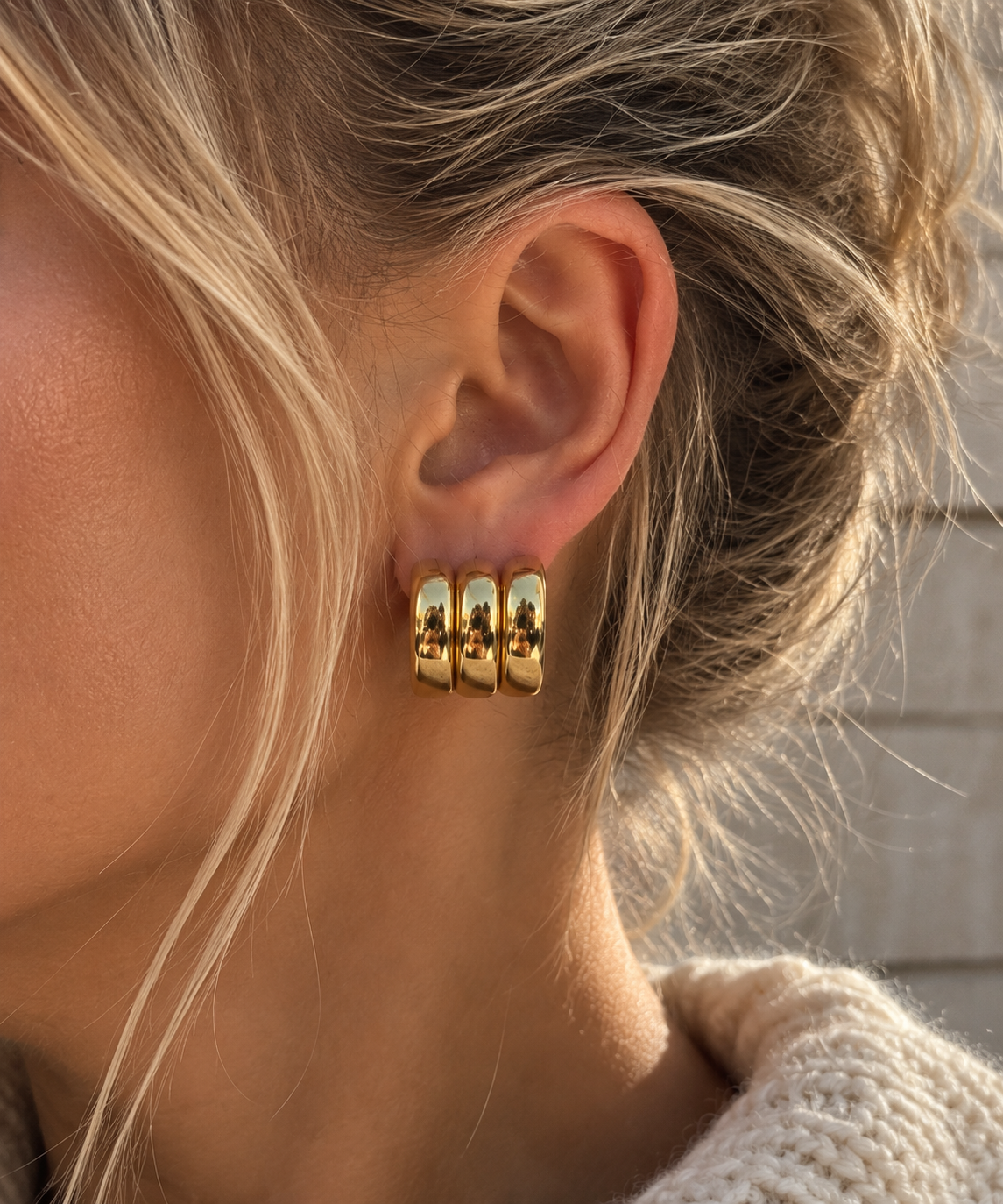 CHUNKY Statement Creolen - Edelstahl und 18K vergoldet - wasserfest