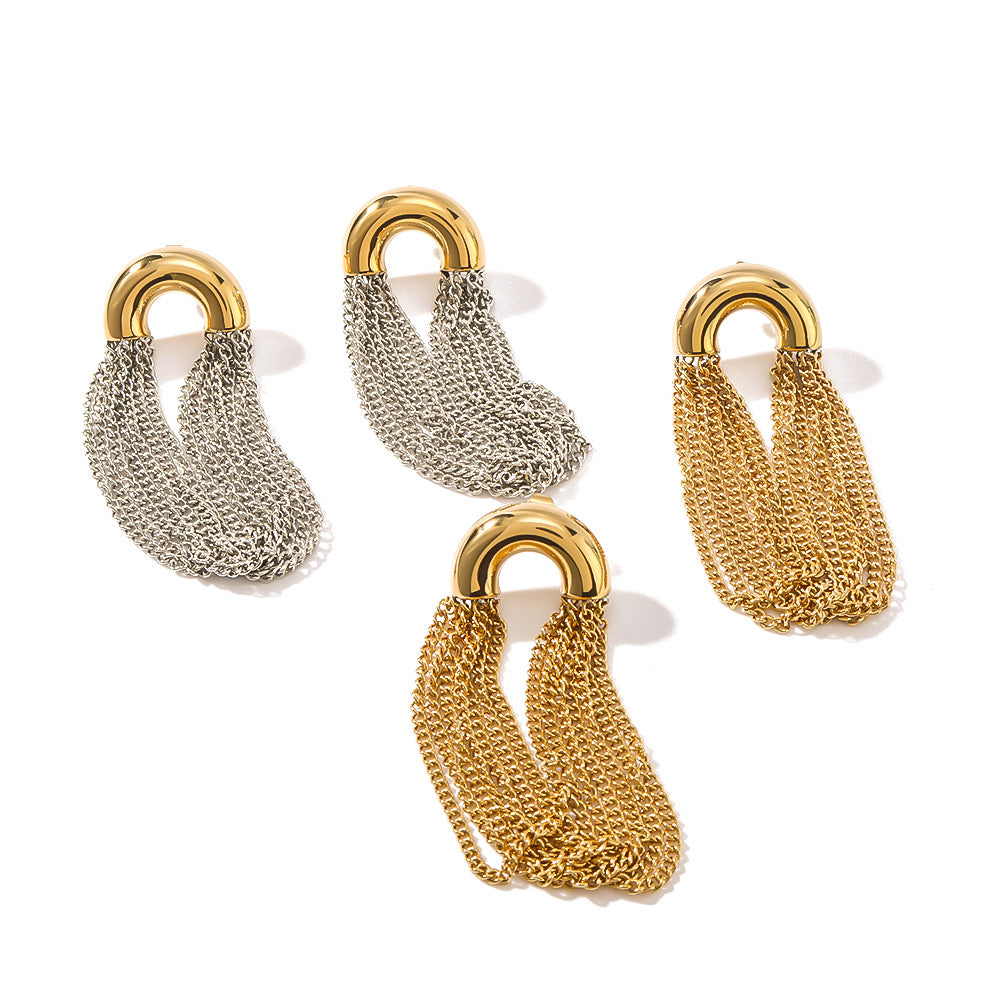 Statement Chain Ohrringe – Gold & Silber-Gold