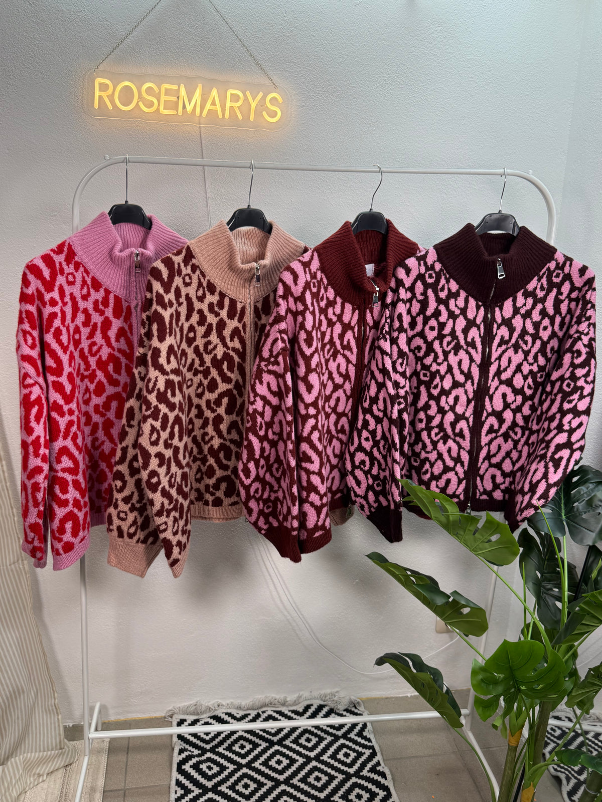 🐆 Oversize Leopard Knit Cardigan - mit Doppelzipper - bis 44/46 tragbar