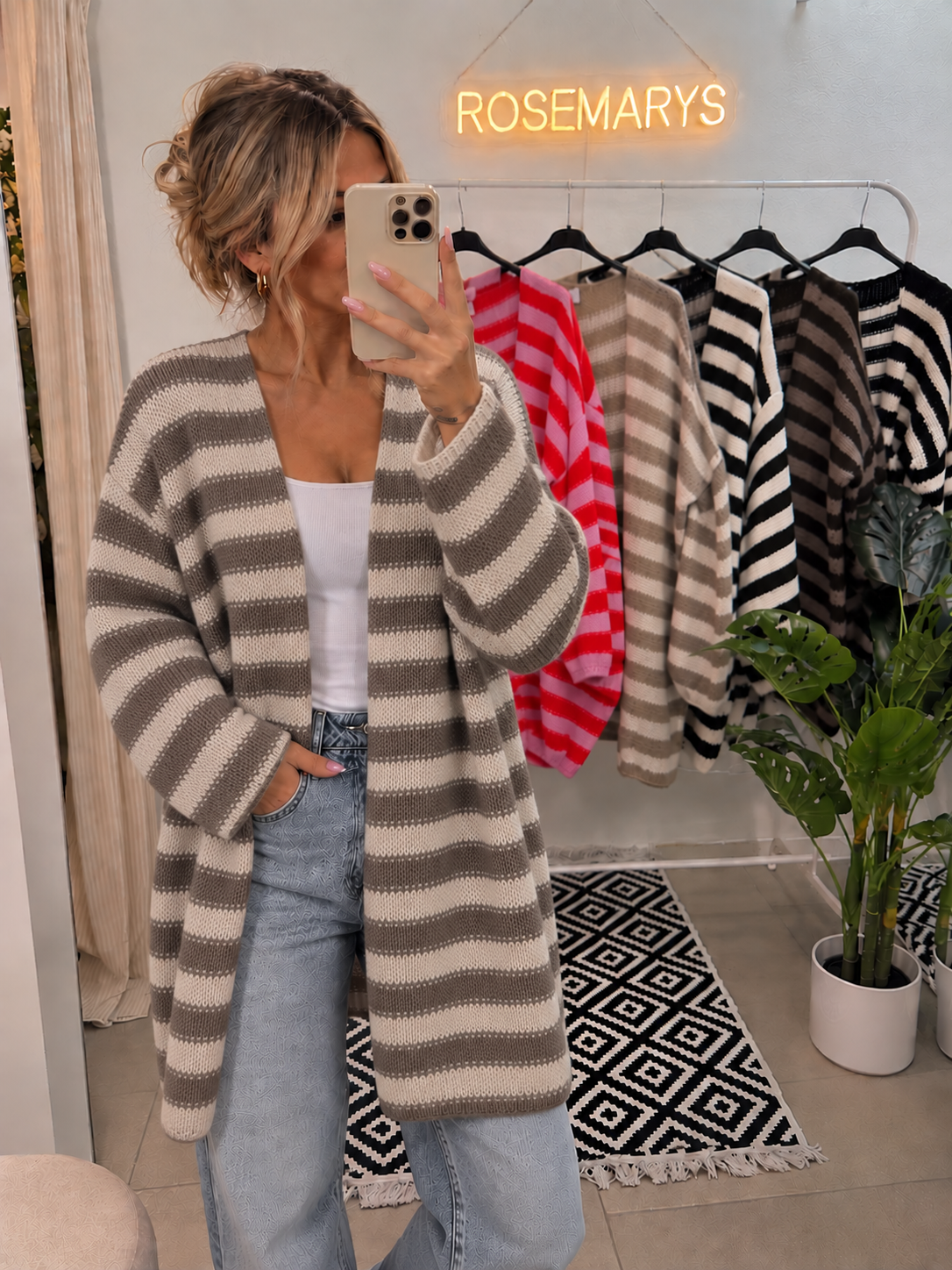 STRIPE LOVE - mittellanger Cardigan - passt von 36 bis 46