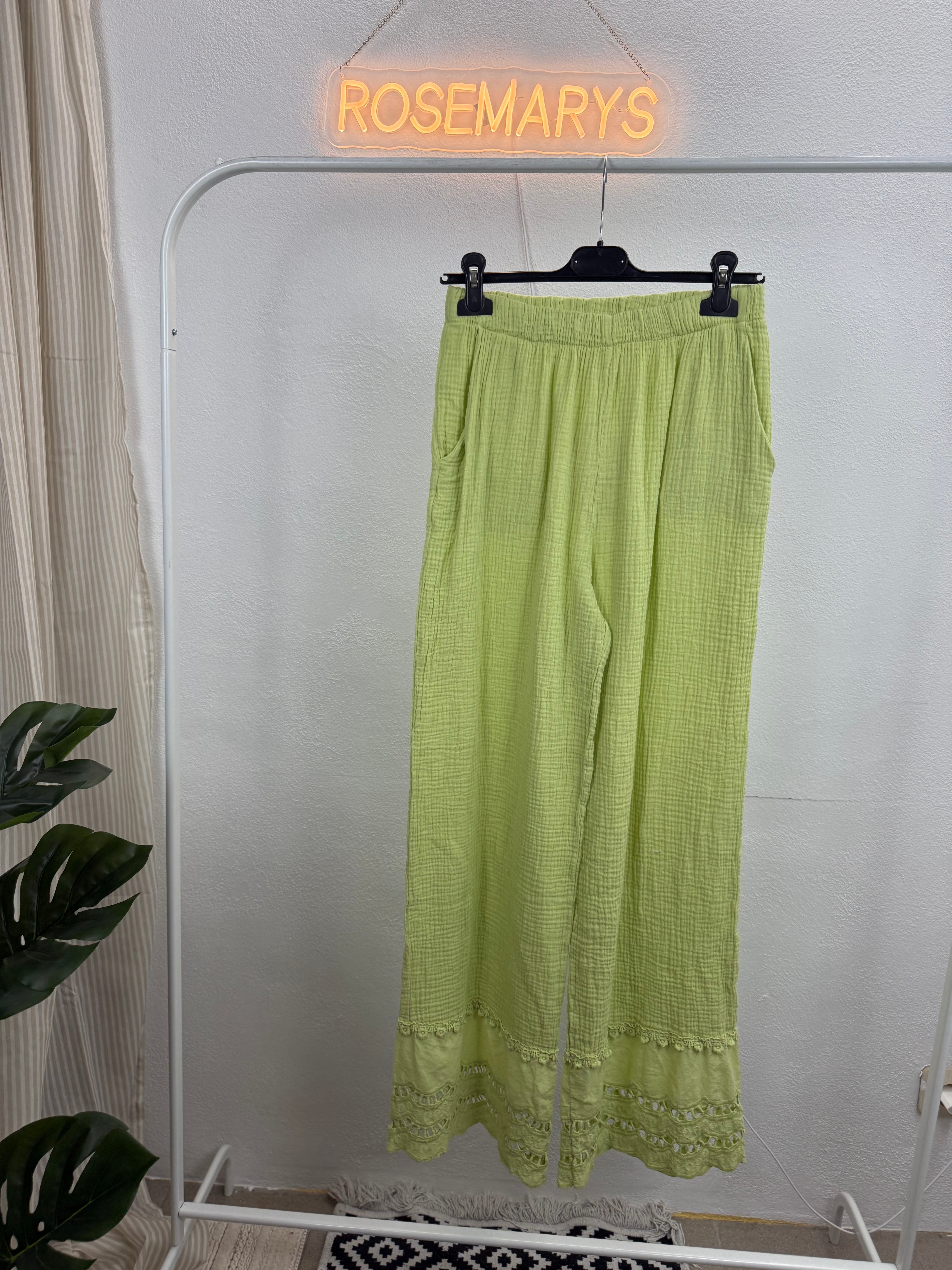 Musselinhose MARY - 100% Baumwolle mit Spitzendetail