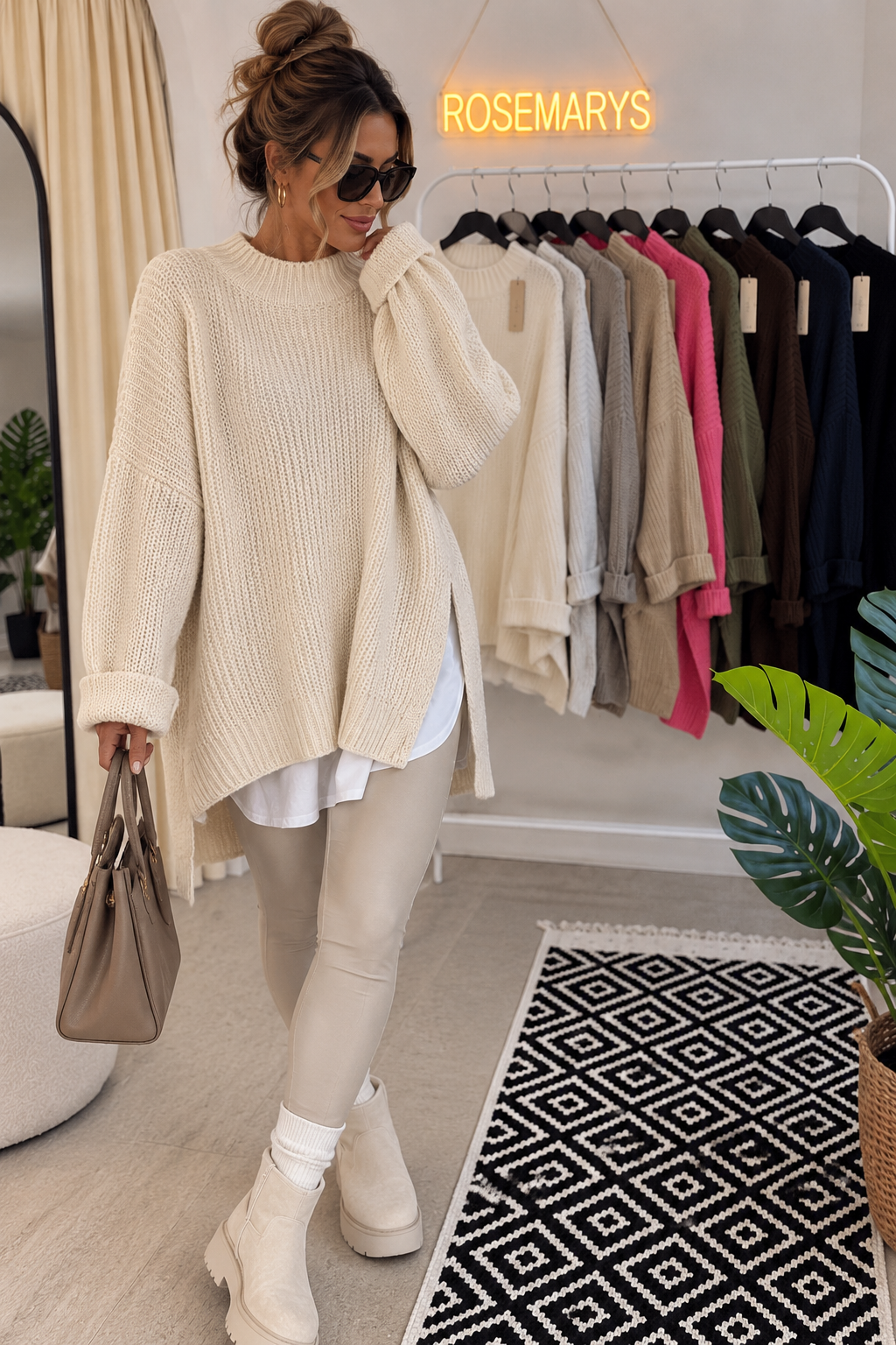 LUNA Oversize-Pullover mit Stehkragen - Einheitsgröße von 36-46