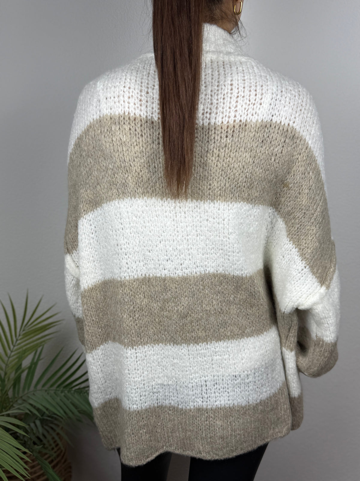 Ultra Oversize Cardigan gestreift mit Knopfleiste