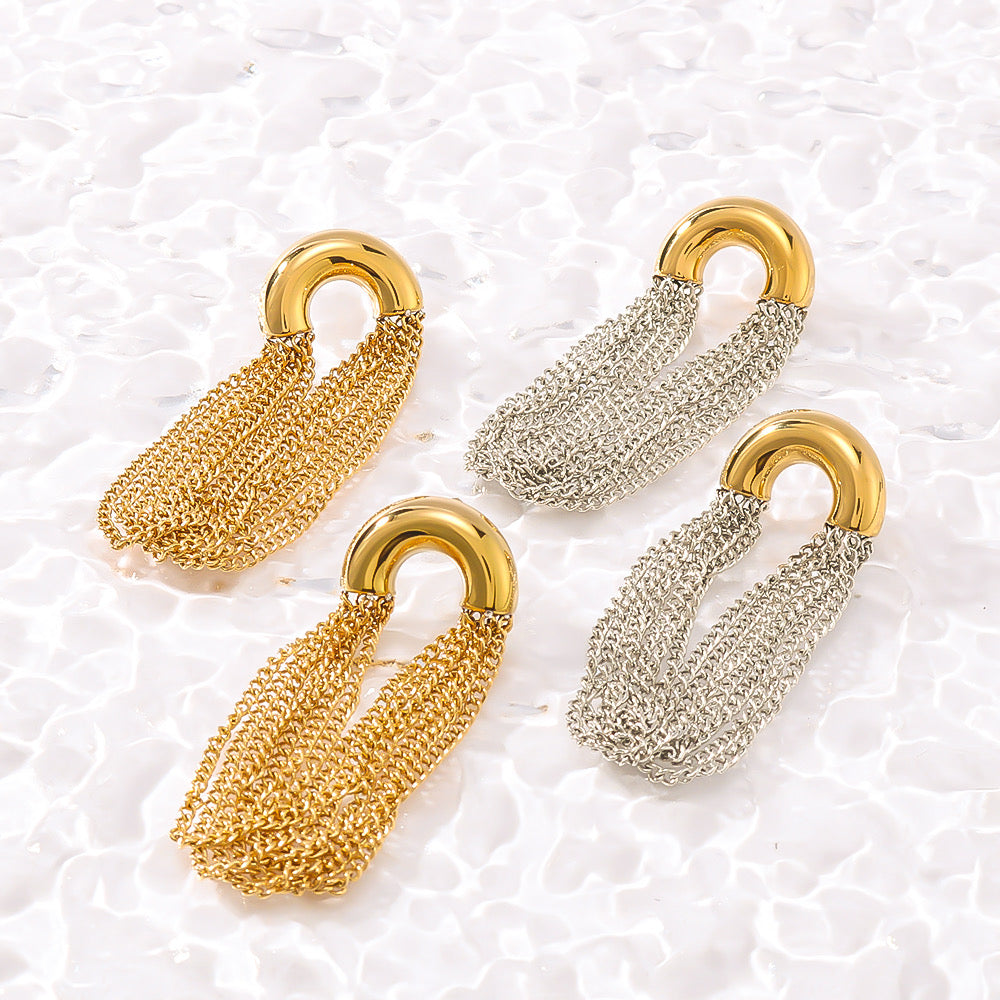 Statement Chain Ohrringe – Gold & Silber-Gold