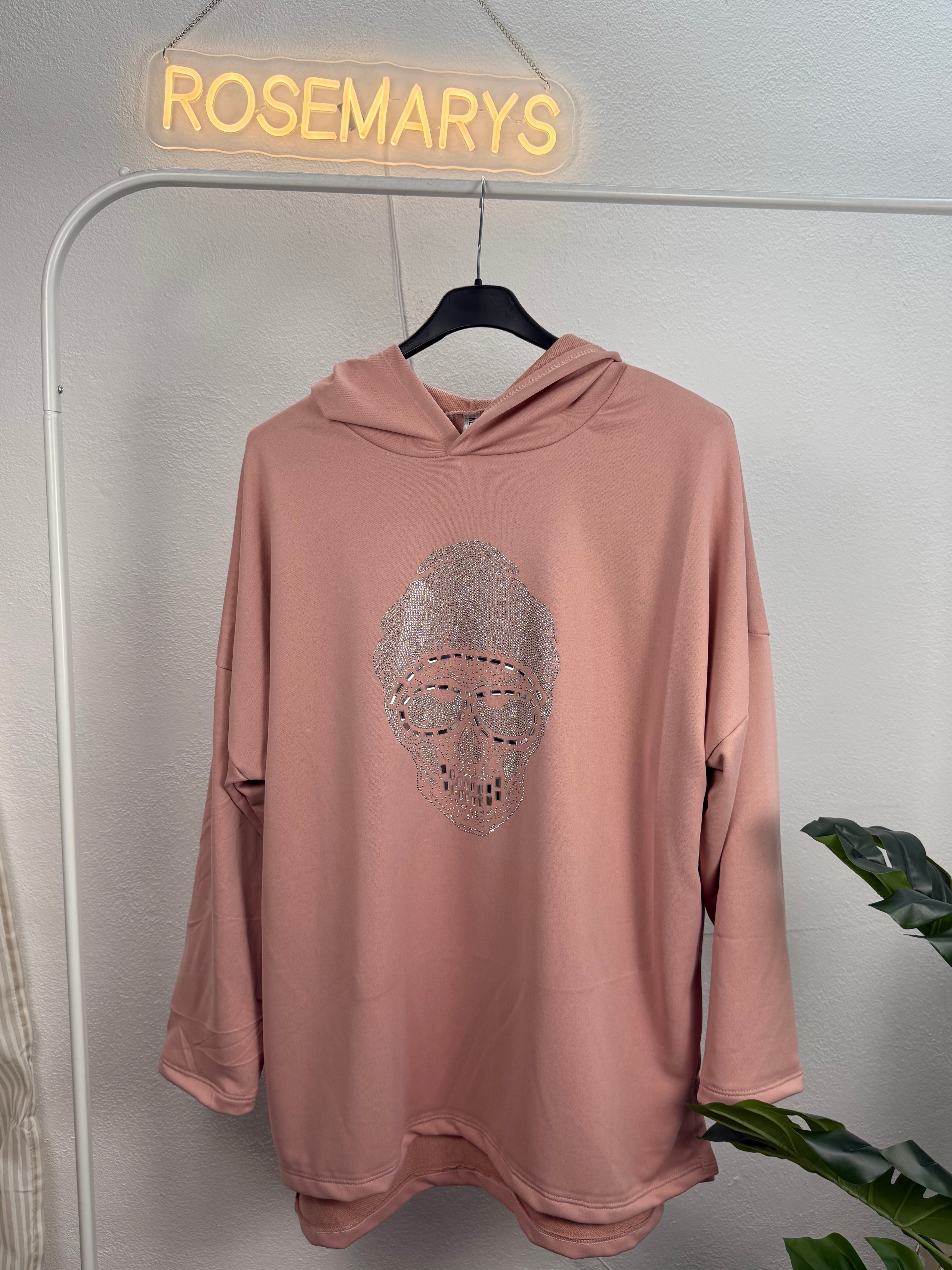 Ultra Oversize Hoodie mit Strass SKULL (Totenkopf)